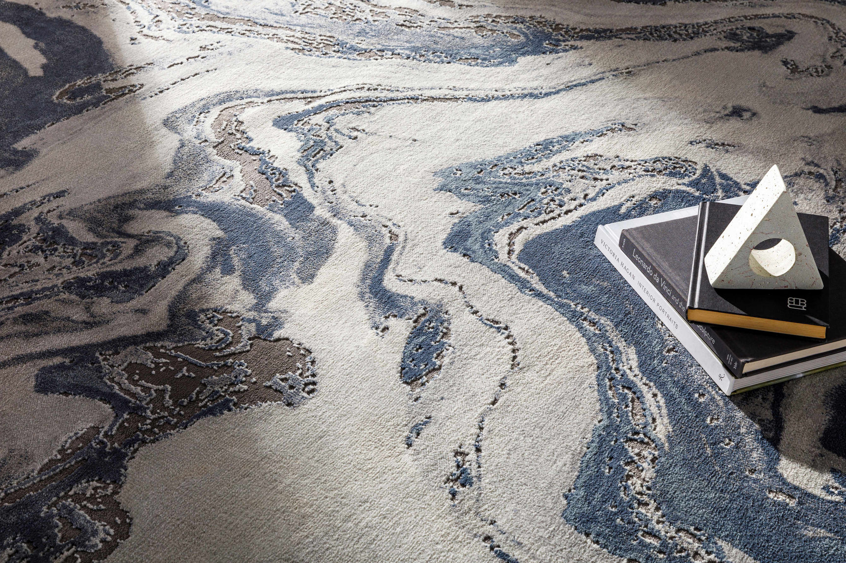 Moana Denim Blue Marble Area Rug - Ornate Home