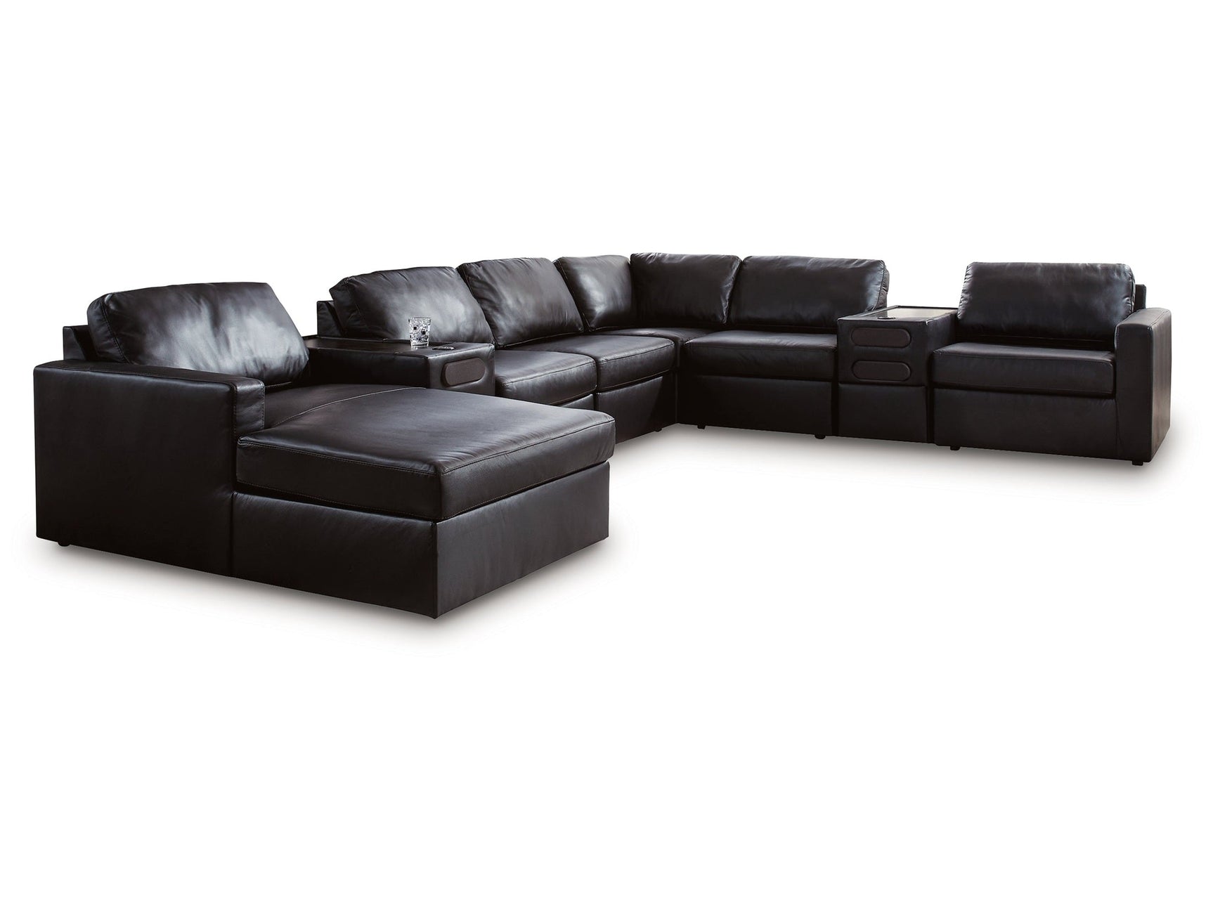 ModMax II Black 8-Piece Sectional with Left Chaise and Audio Consoles (Online Special Price) - Ornate Home