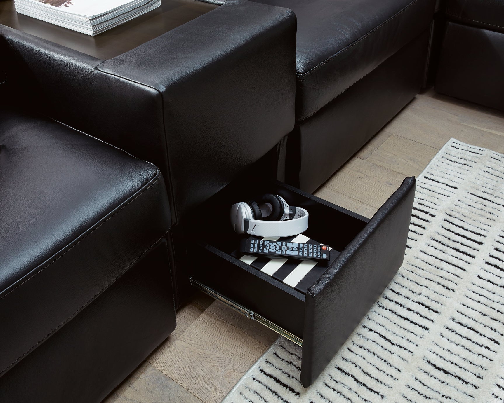 ModMax II Black 8-Piece Sectional with Left Chaise and Storage Consoles (Online Special Price) - Ornate Home