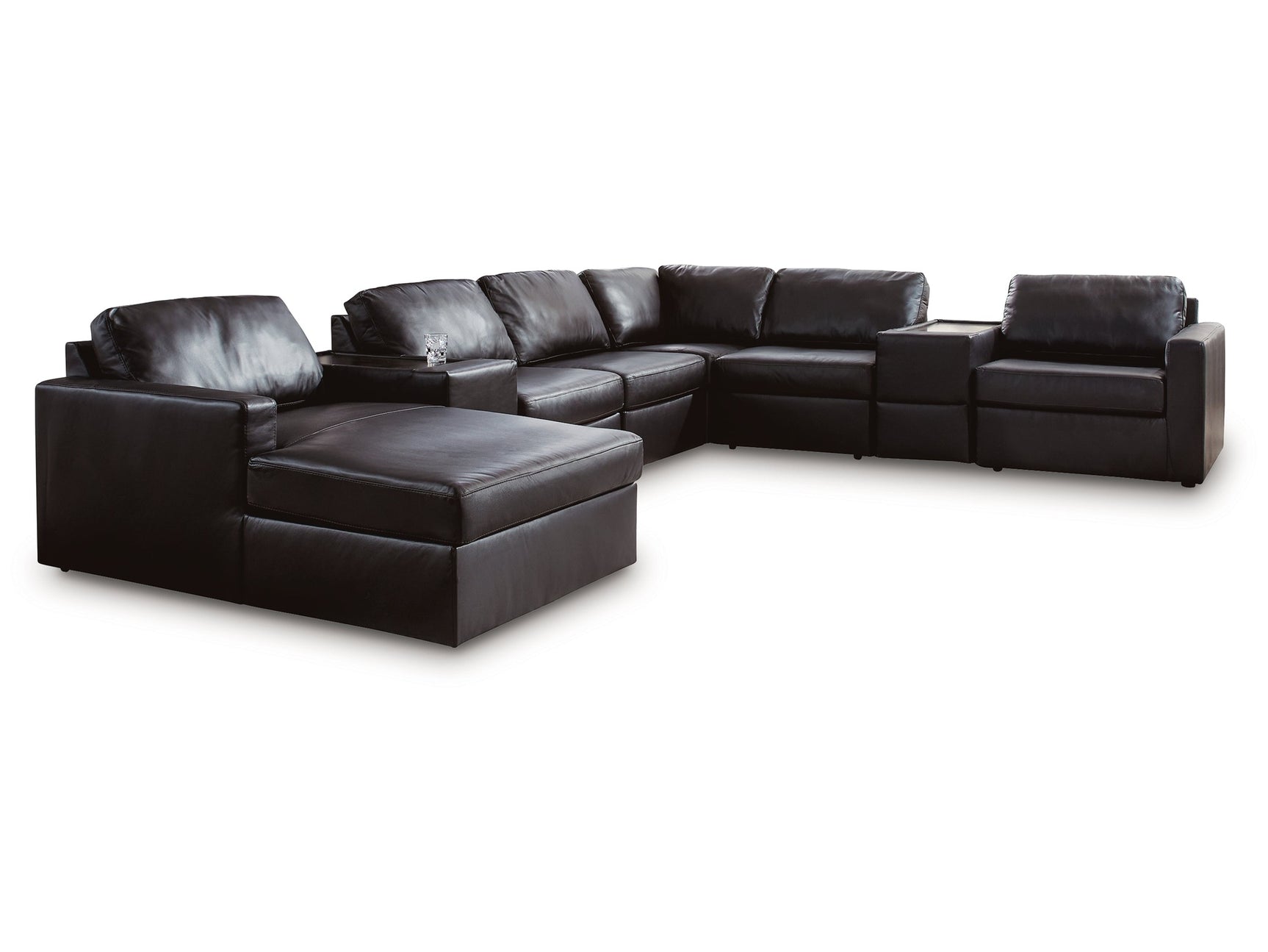 ModMax II Black 8-Piece Sectional with Left Chaise and Storage Consoles - Ornate Home