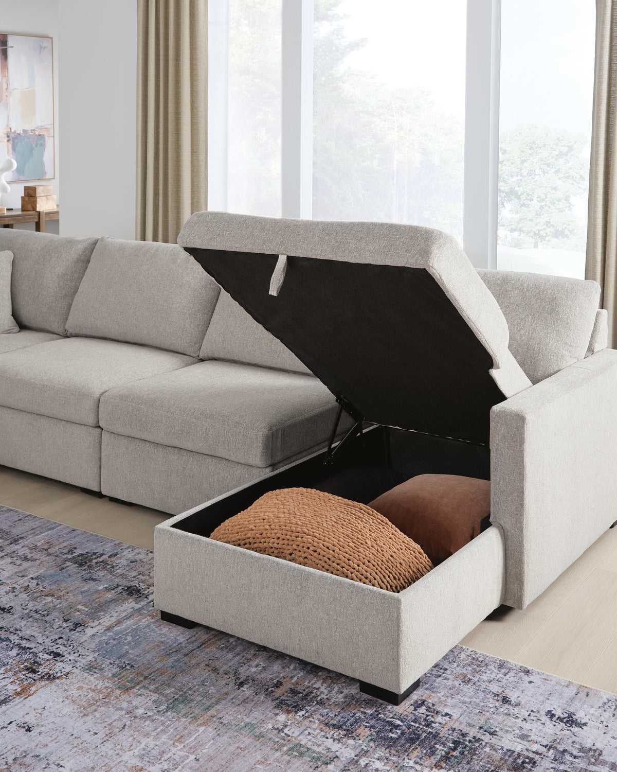 ModMax Luxe Flint 4-Piece Double Storage Chaise Sectional - Ornate Home