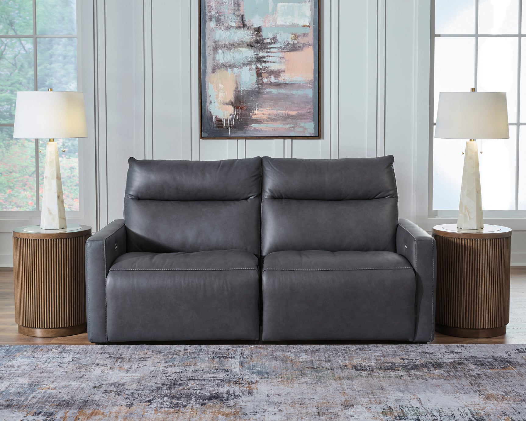 ModZ Blue 2-Piece Power Reclining Sectional Loveseat - Ornate Home