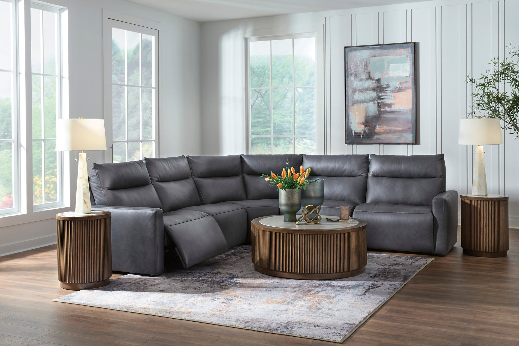 ModZ Blue 5-Piece Power Reclining Sectional (Online Special Price) - Ornate Home