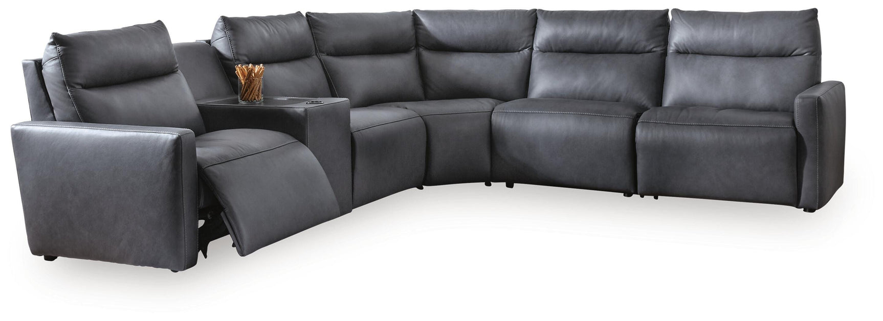 ModZ Blue 6-Piece Power Reclining Sectional with Audio Console (Online Special Price) - Ornate Home