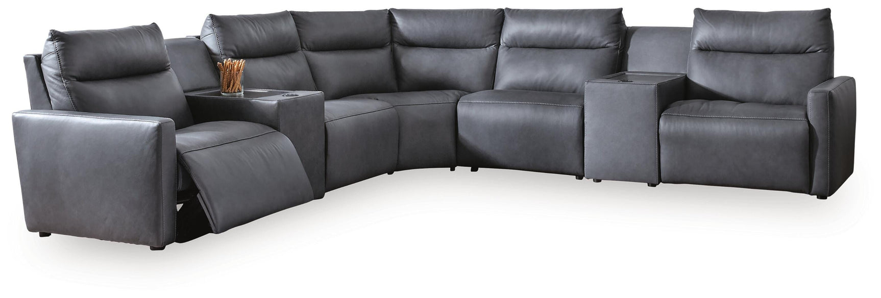 ModZ Blue 7-Piece Power Reclining Sectional w/ Audio Consoles (Online Special Price) - Ornate Home