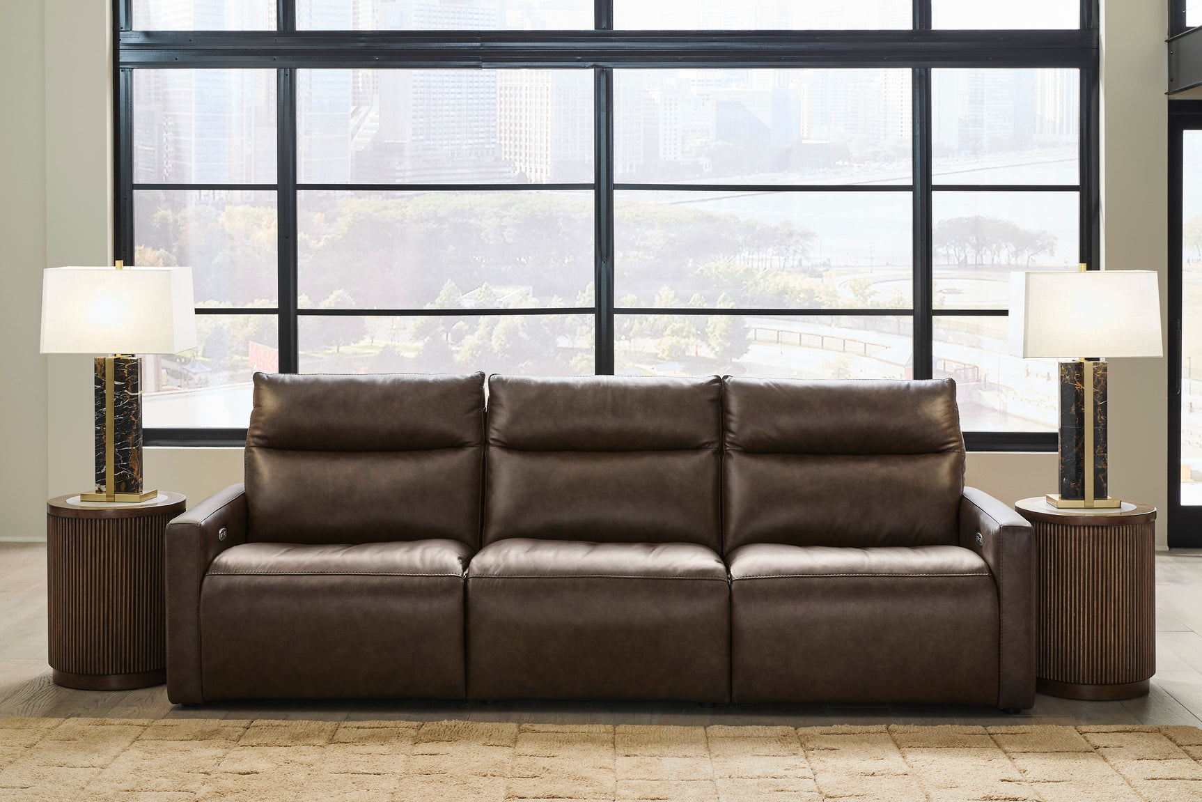 ModZ Chocolate 3-Piece Power Sectional Reclining Sofa - Ornate Home