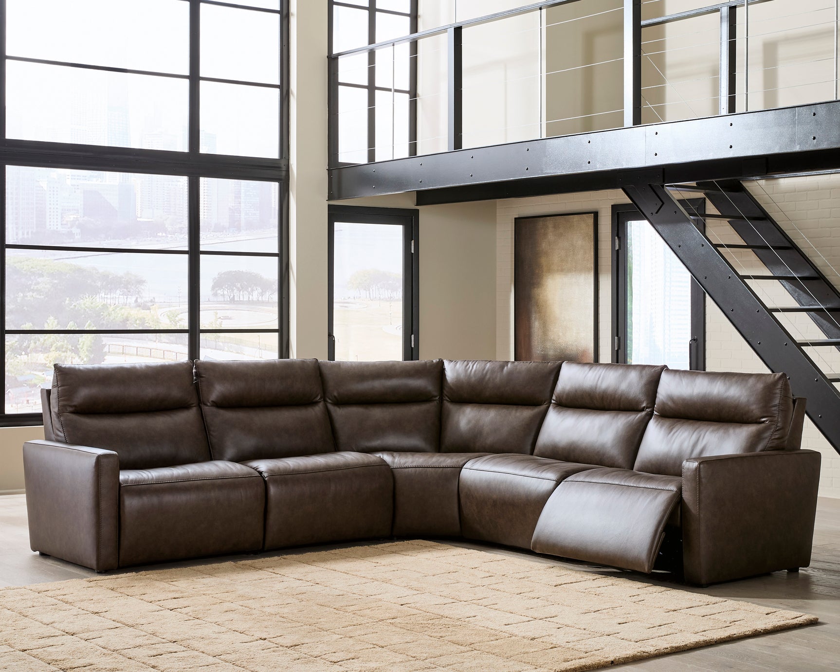 ModZ Chocolate 5-Pc Power Reclining Sectional (Online Special Price) - Ornate Home