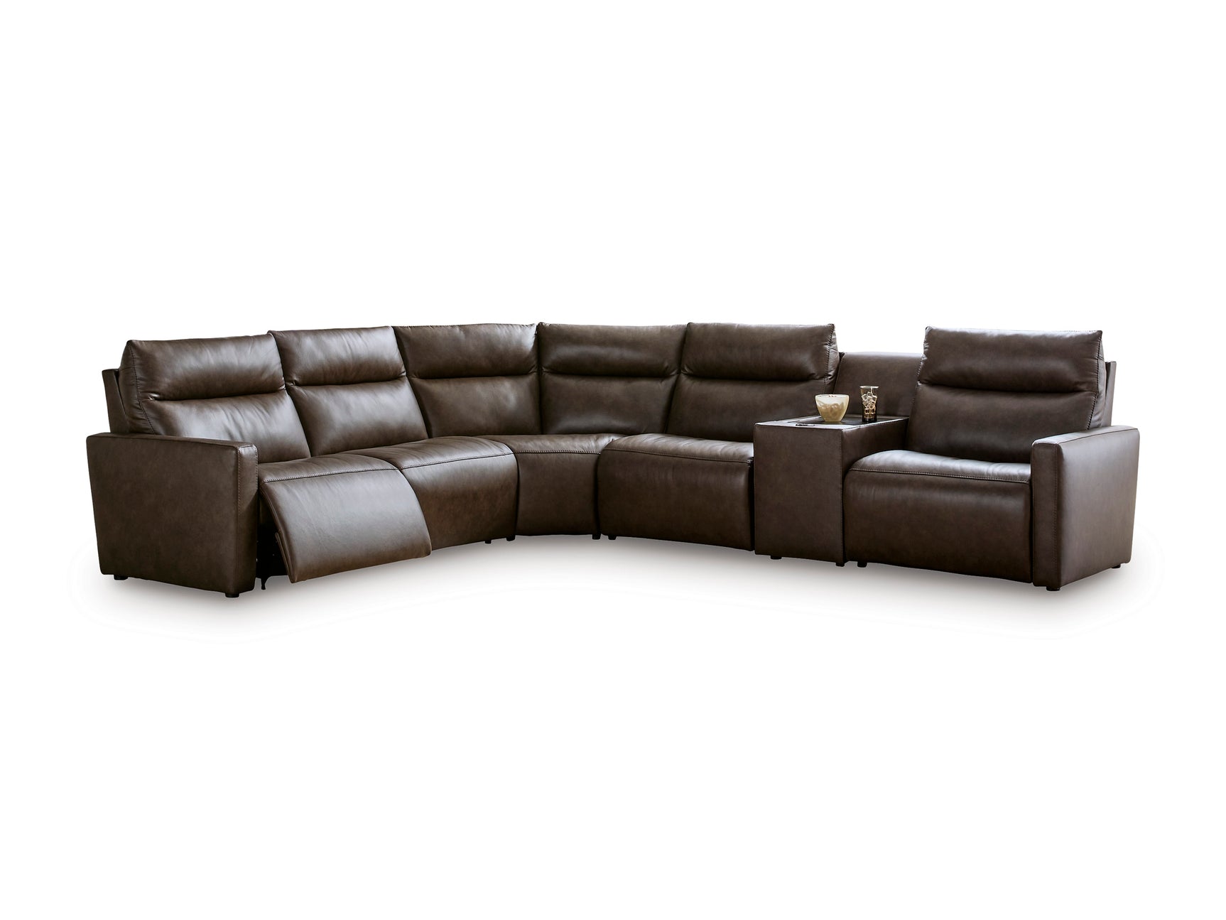 ModZ Chocolate 6-Piece Power Reclining Sectional w/ Audio Console (Online Special Price) - Ornate Home