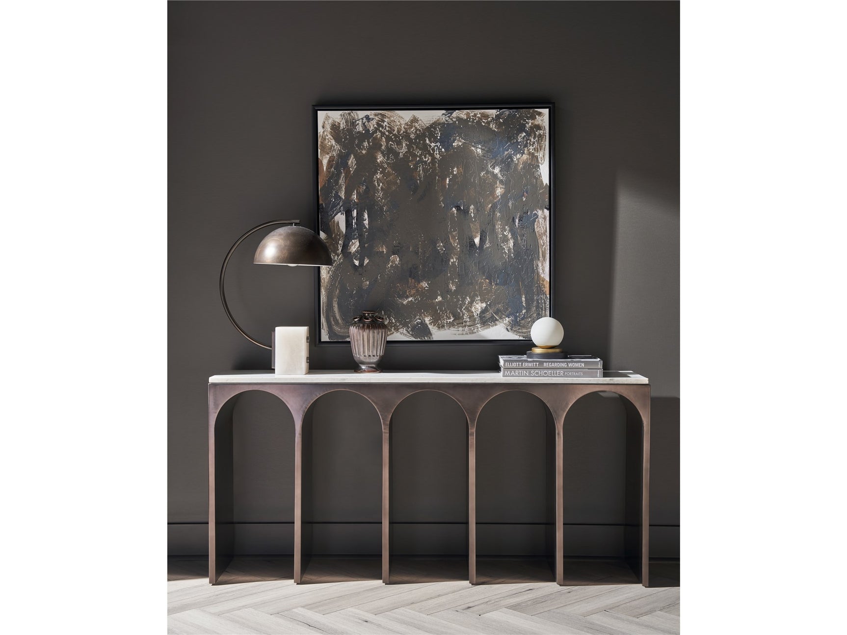 Moda White Banswara/Aged Satin Pewter Console Table - Ornate Home
