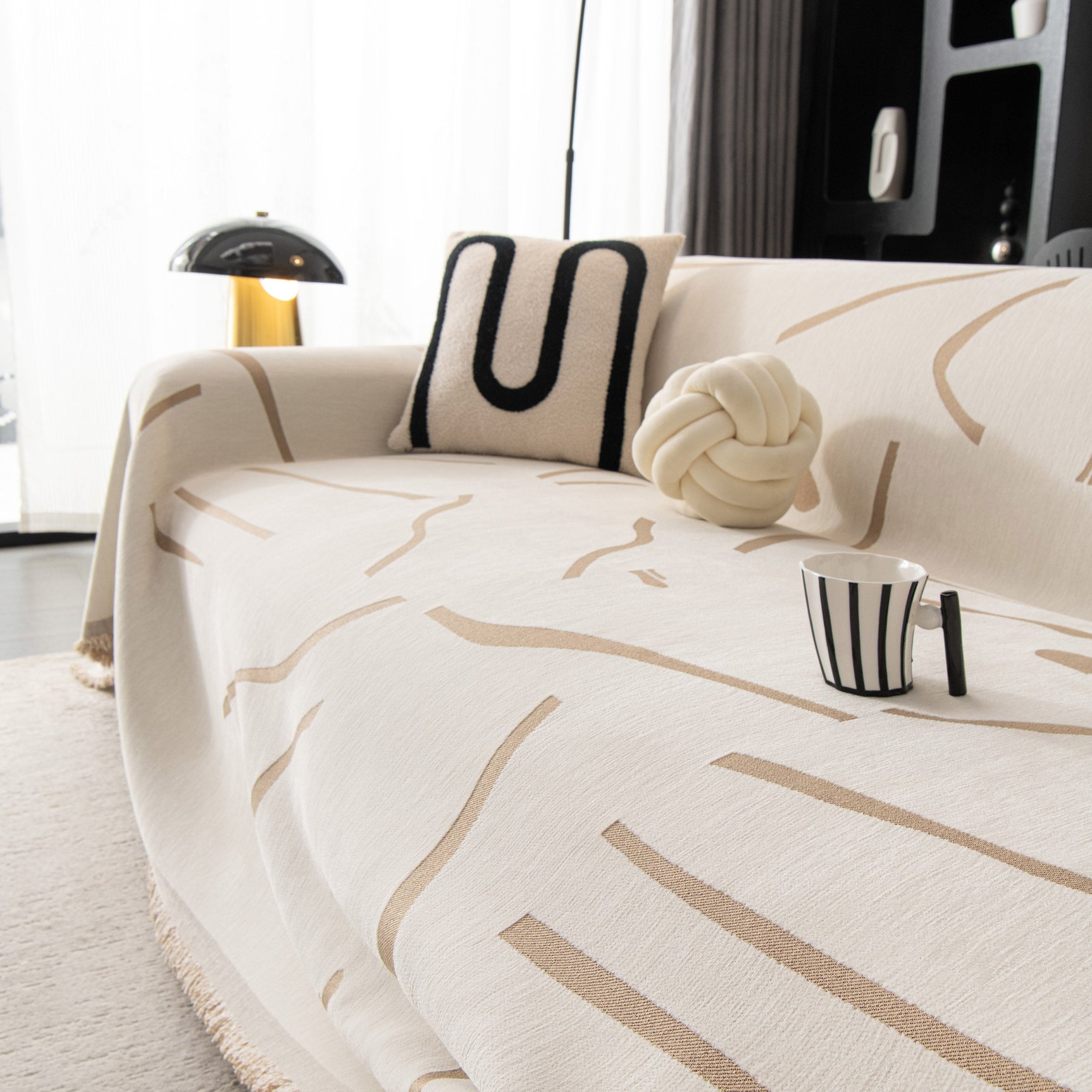 Modern Abstract Couch Cover Blanket, Decor Furniture Protector for Sectional Sofa - Ornate Home