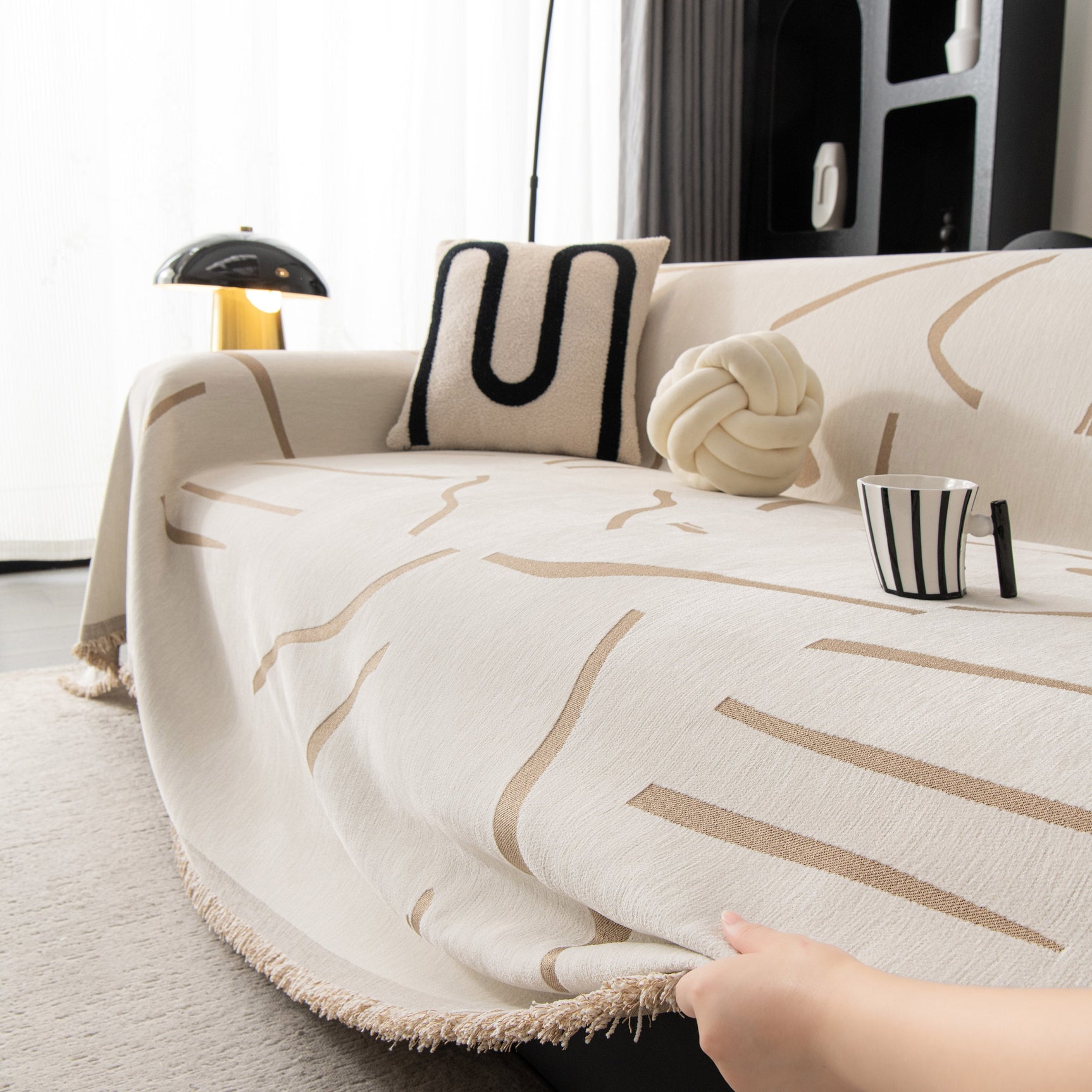 Modern Abstract Couch Cover Blanket, Decor Furniture Protector for Sectional Sofa - Ornate Home