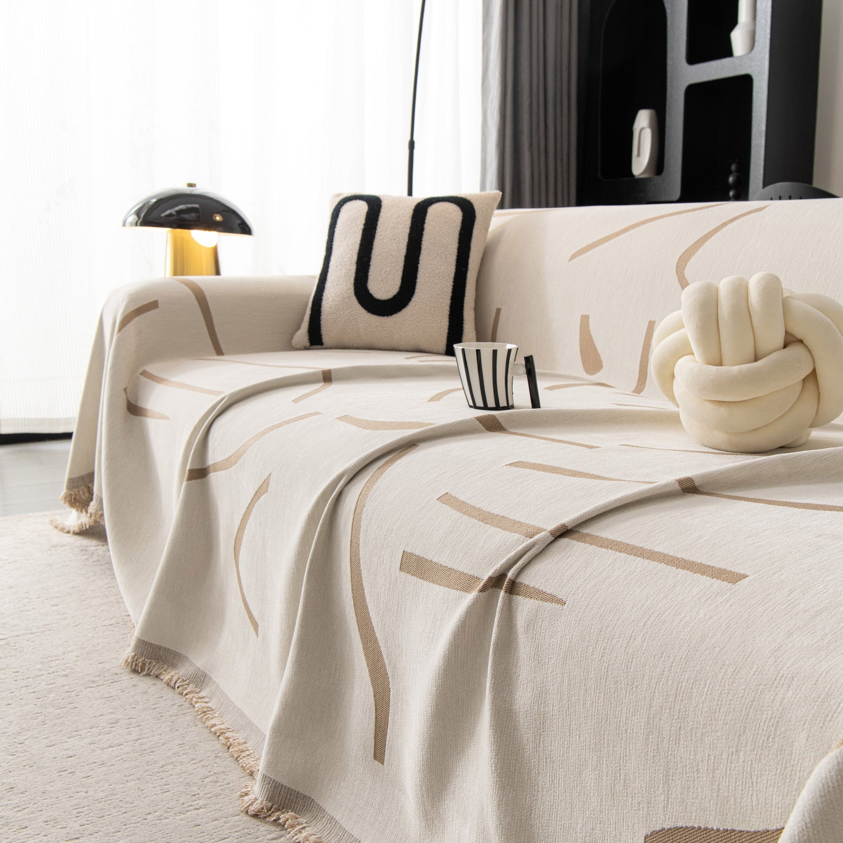 Modern Abstract Couch Cover Blanket, Decor Furniture Protector for Sectional Sofa - Ornate Home