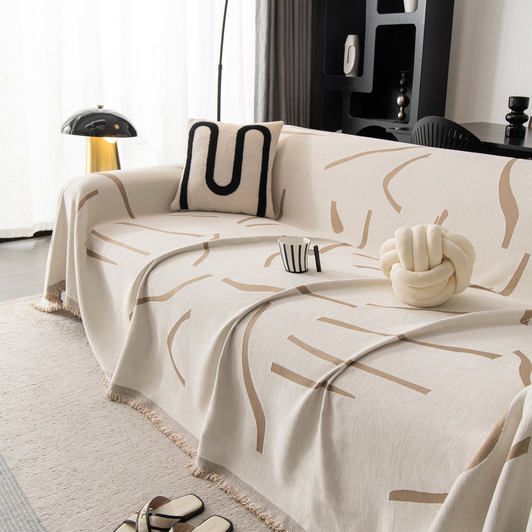 Modern Abstract Couch Cover Blanket, Decor Furniture Protector for Sectional Sofa - Ornate Home