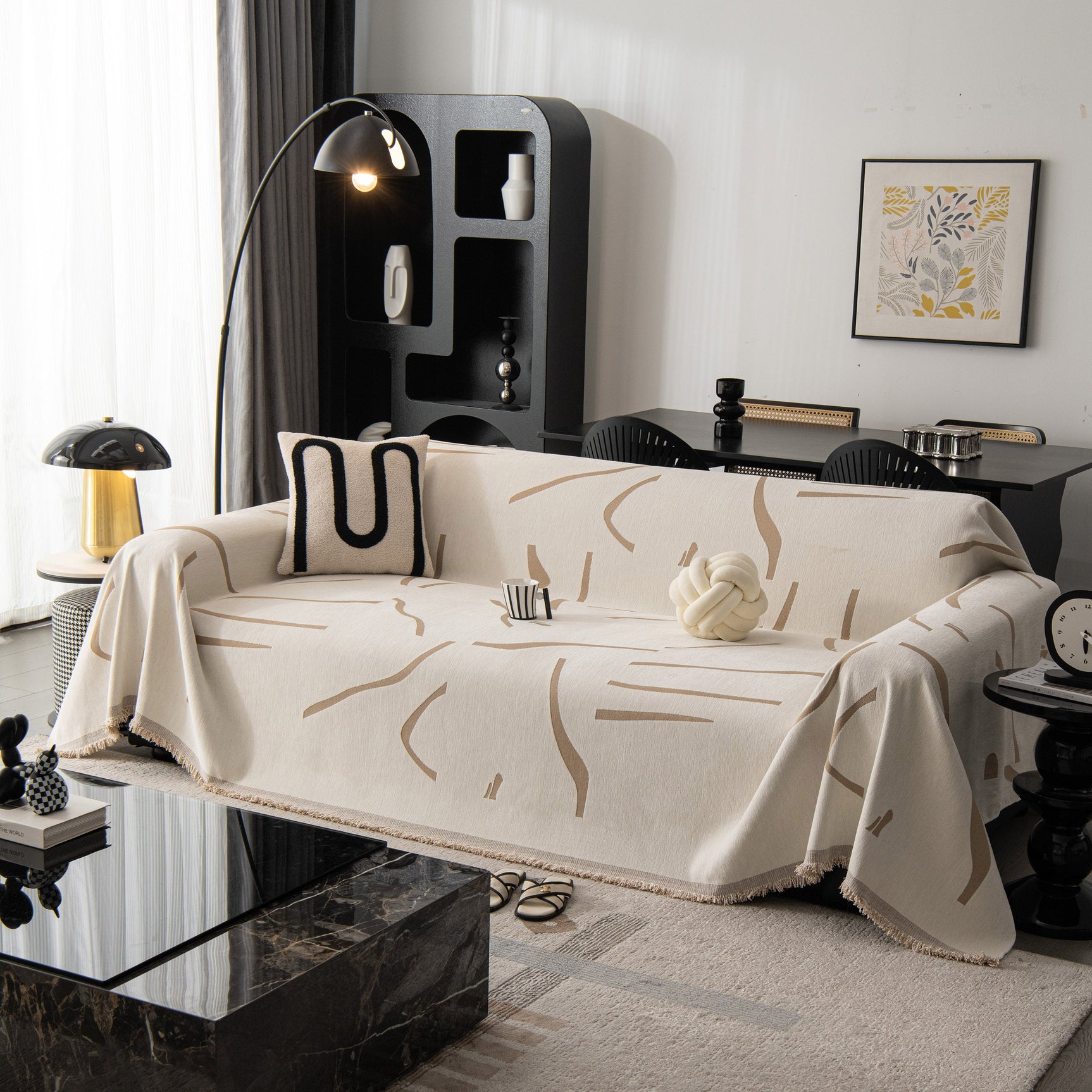 Modern Abstract Couch Cover Blanket, Decor Furniture Protector for Sectional Sofa - Ornate Home