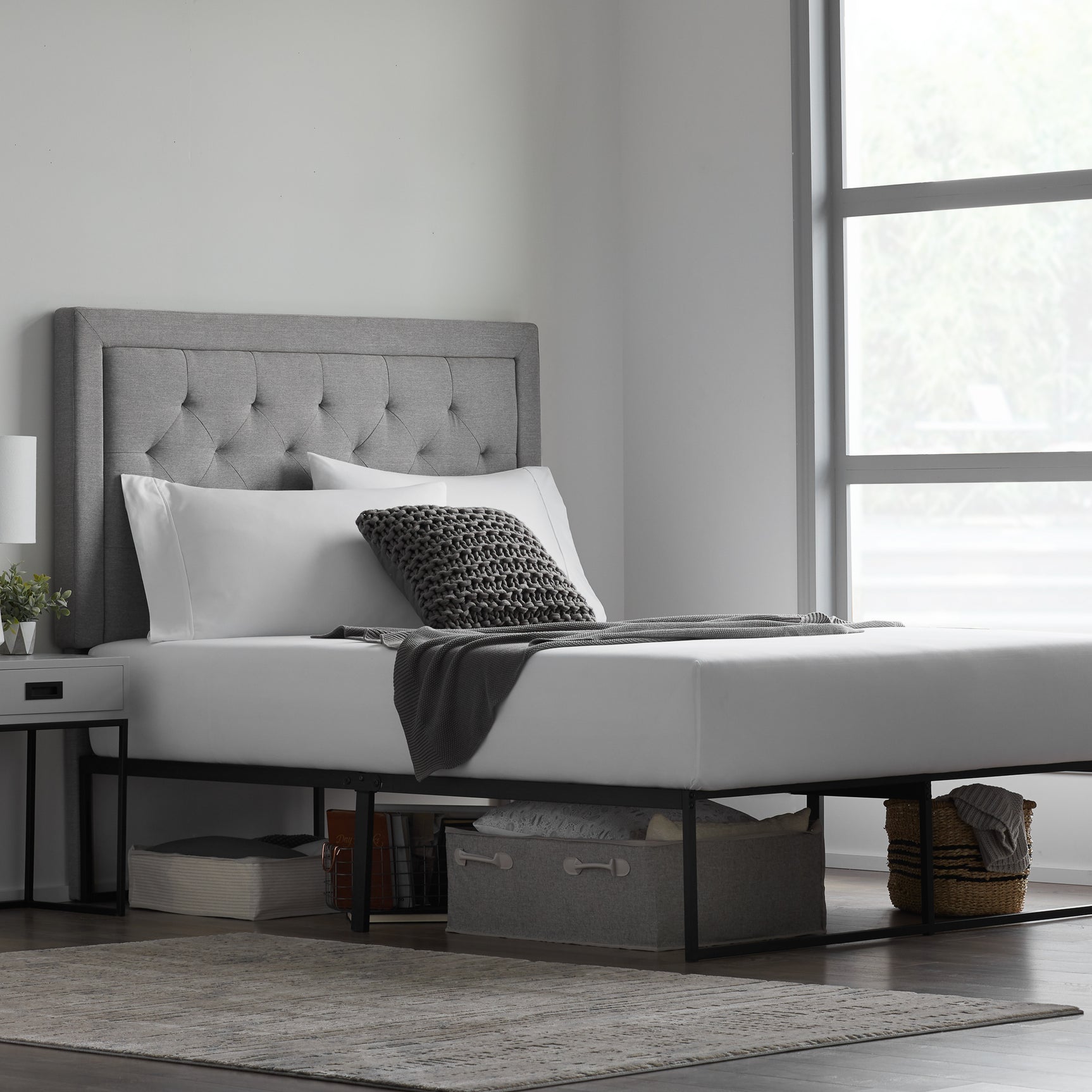 Modern Black Cal King Platform Bed Frame - Ornate Home