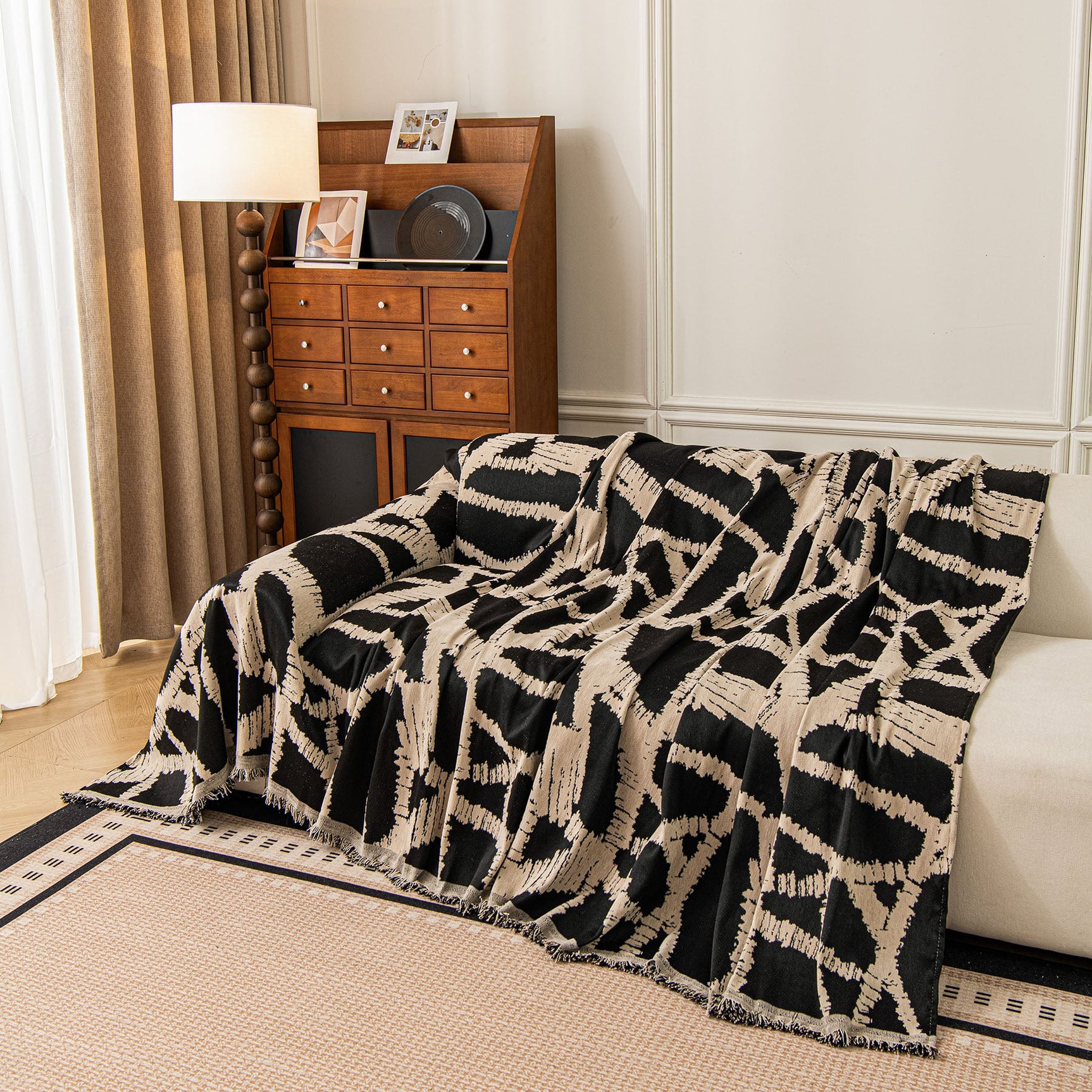 Modern Chenille Bold Abstract Pattern Sofa Cover, Artistic Decorative Furniture Cover - Ornate Home