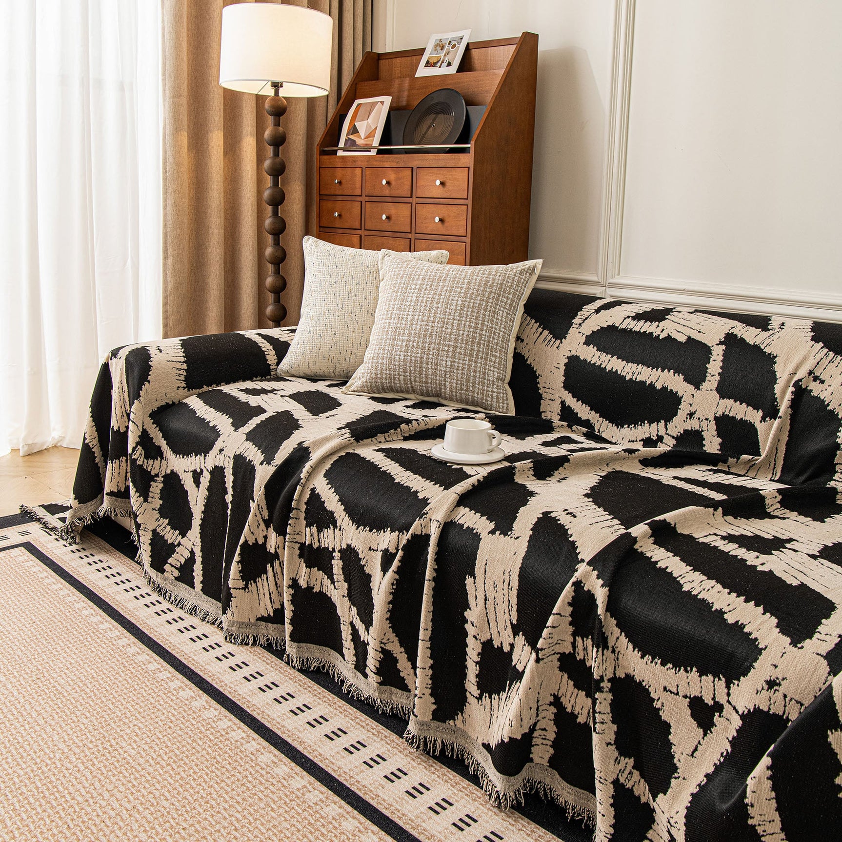 Modern Chenille Bold Abstract Pattern Sofa Cover, Artistic Decorative Furniture Cover - Ornate Home
