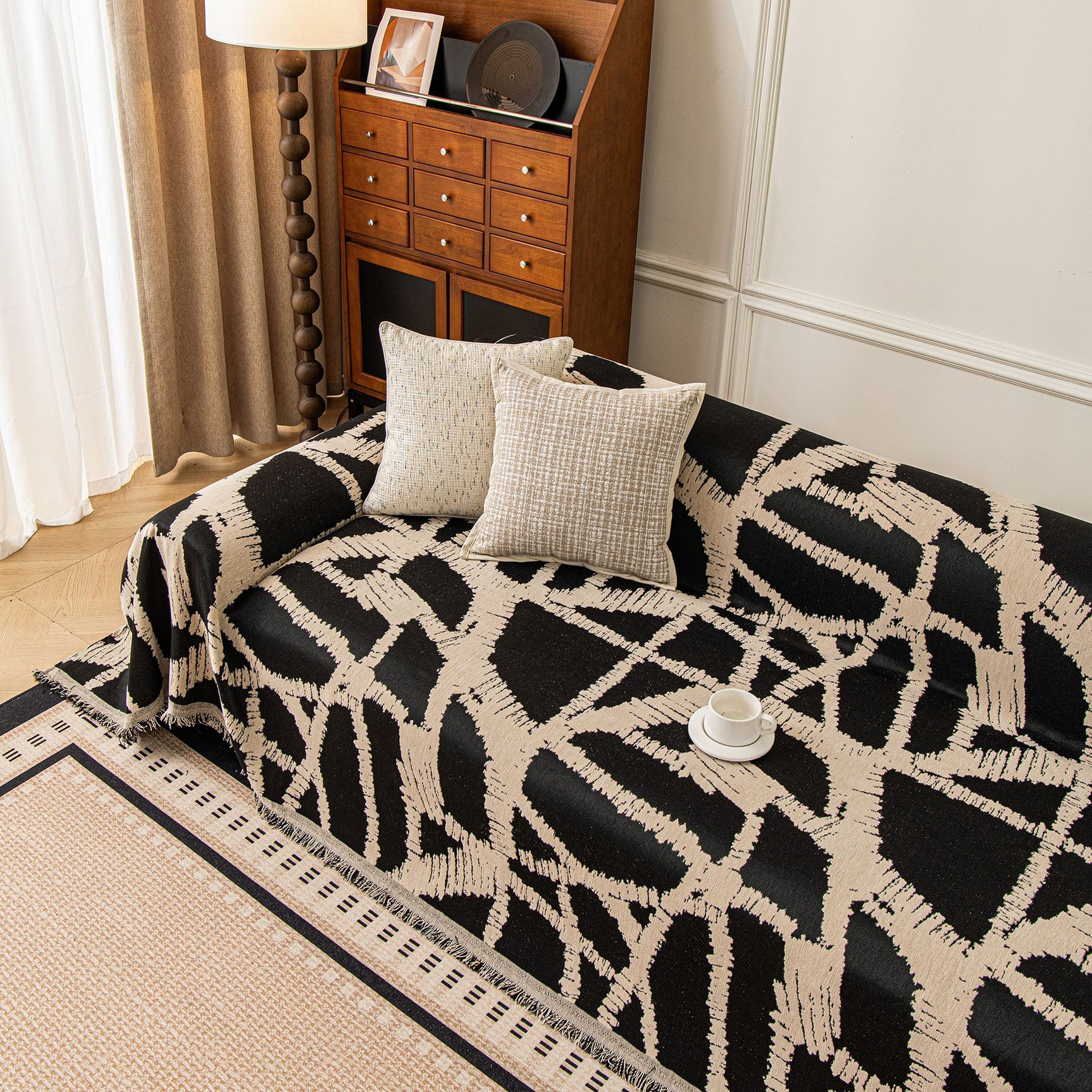 Modern Chenille Bold Abstract Pattern Sofa Cover, Artistic Decorative Furniture Cover - Ornate Home