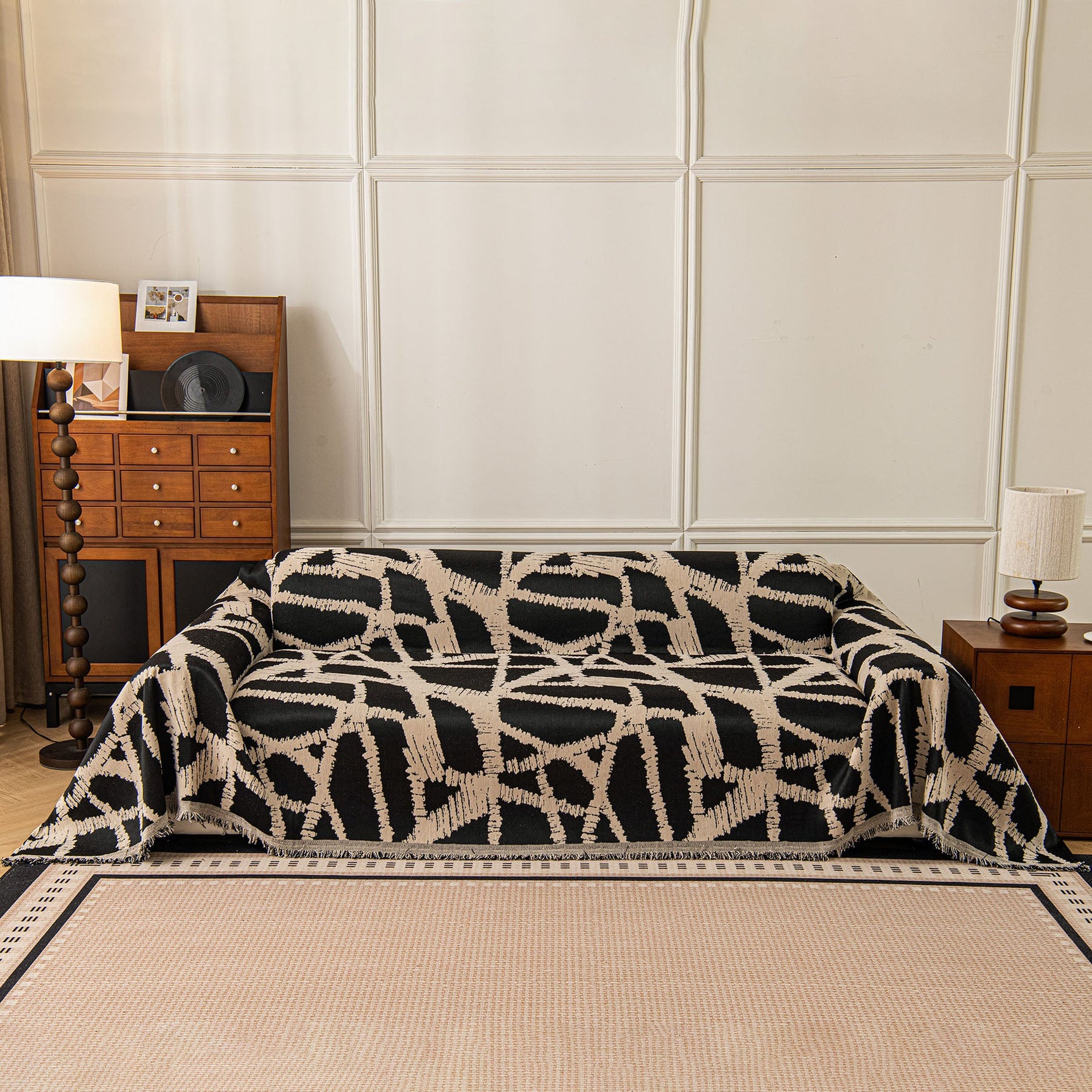 Modern Chenille Bold Abstract Pattern Sofa Cover, Artistic Decorative Furniture Cover - Ornate Home