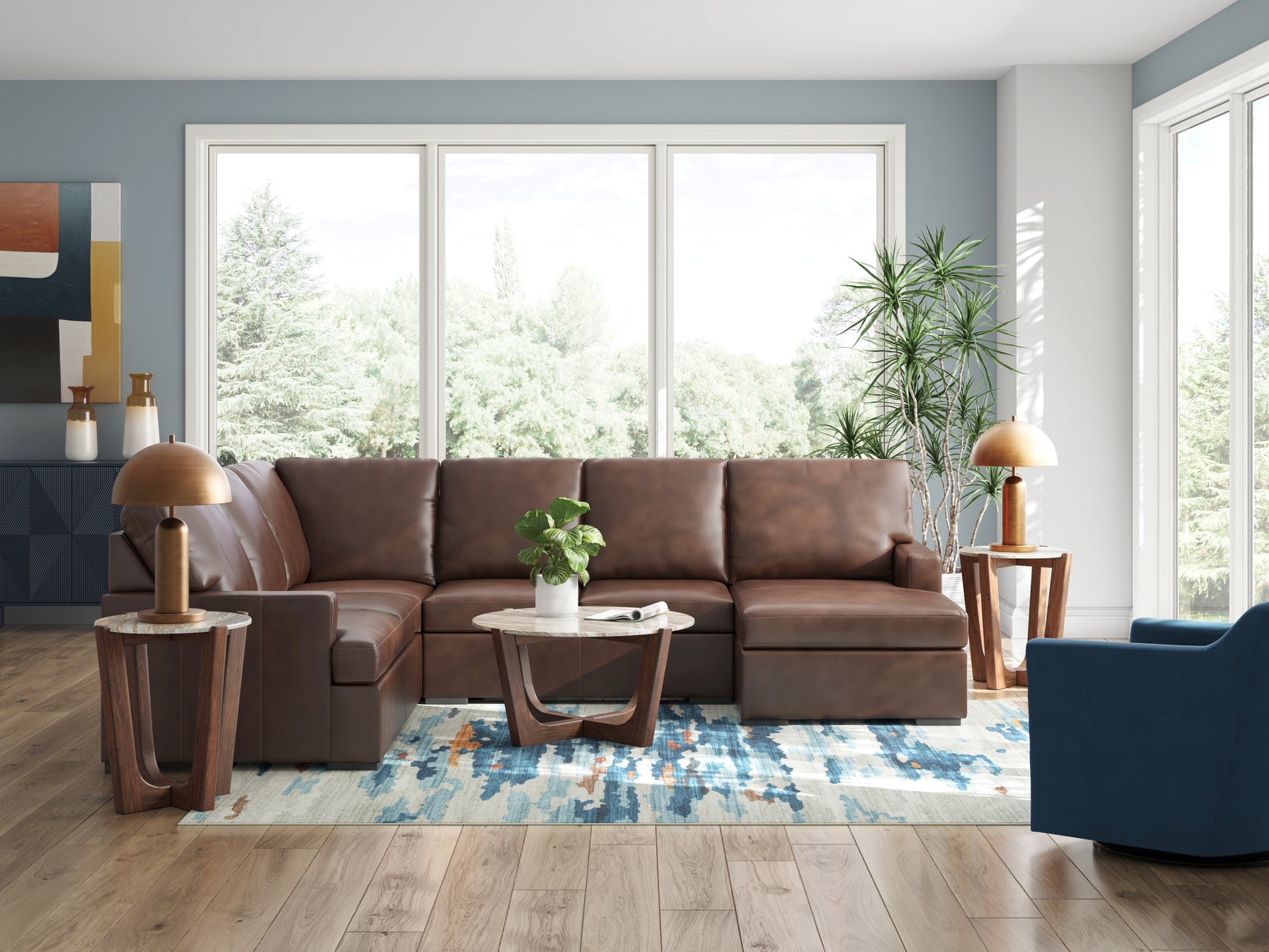 Modern Day Coffee 3-Piece Sectional with Chaise - Ornate Home