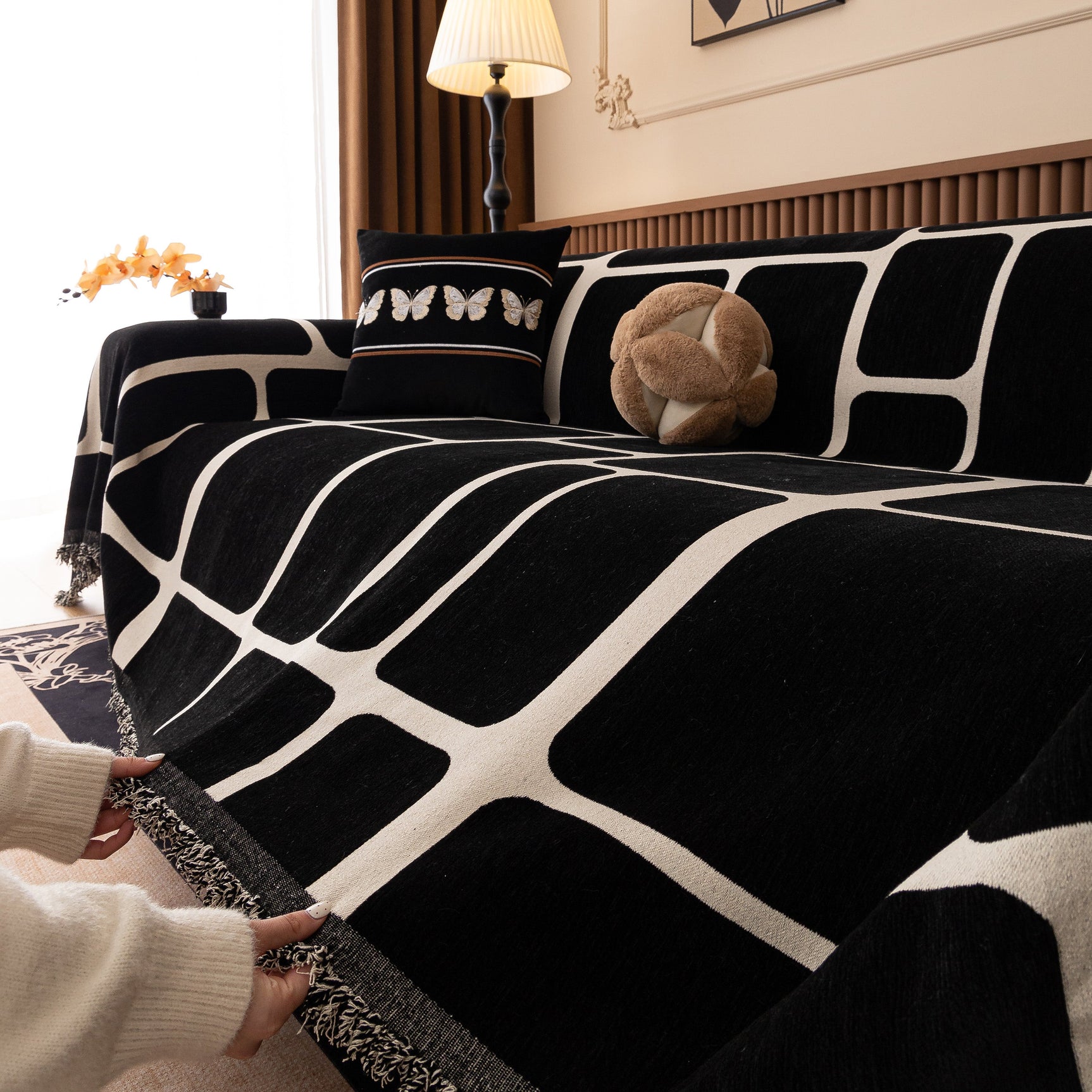 Modern Geometric Sofa Cover Decorative Couch Throw Blanket Furniture Protector - Ornate Home