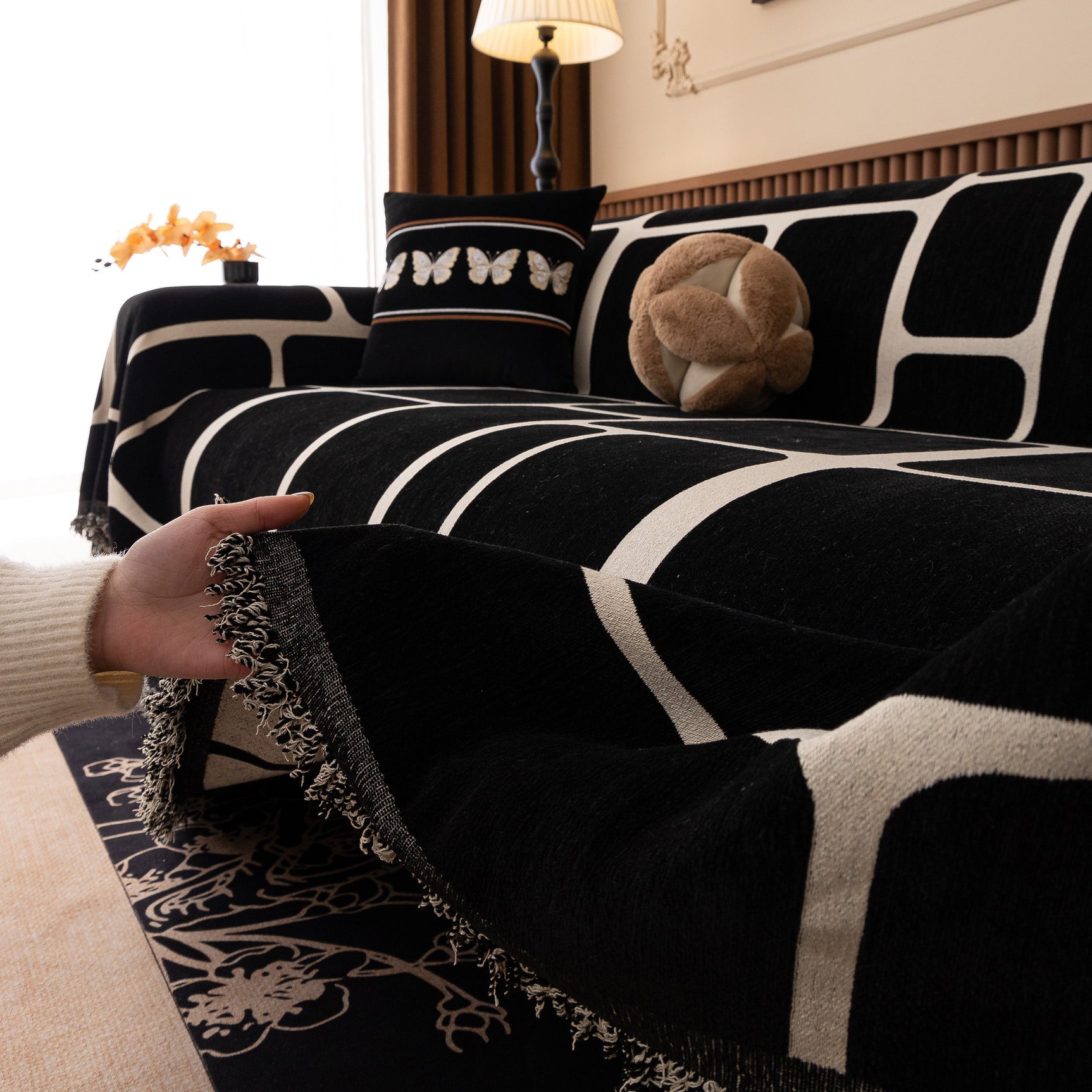 Modern Geometric Sofa Cover Decorative Couch Throw Blanket Furniture Protector - Ornate Home