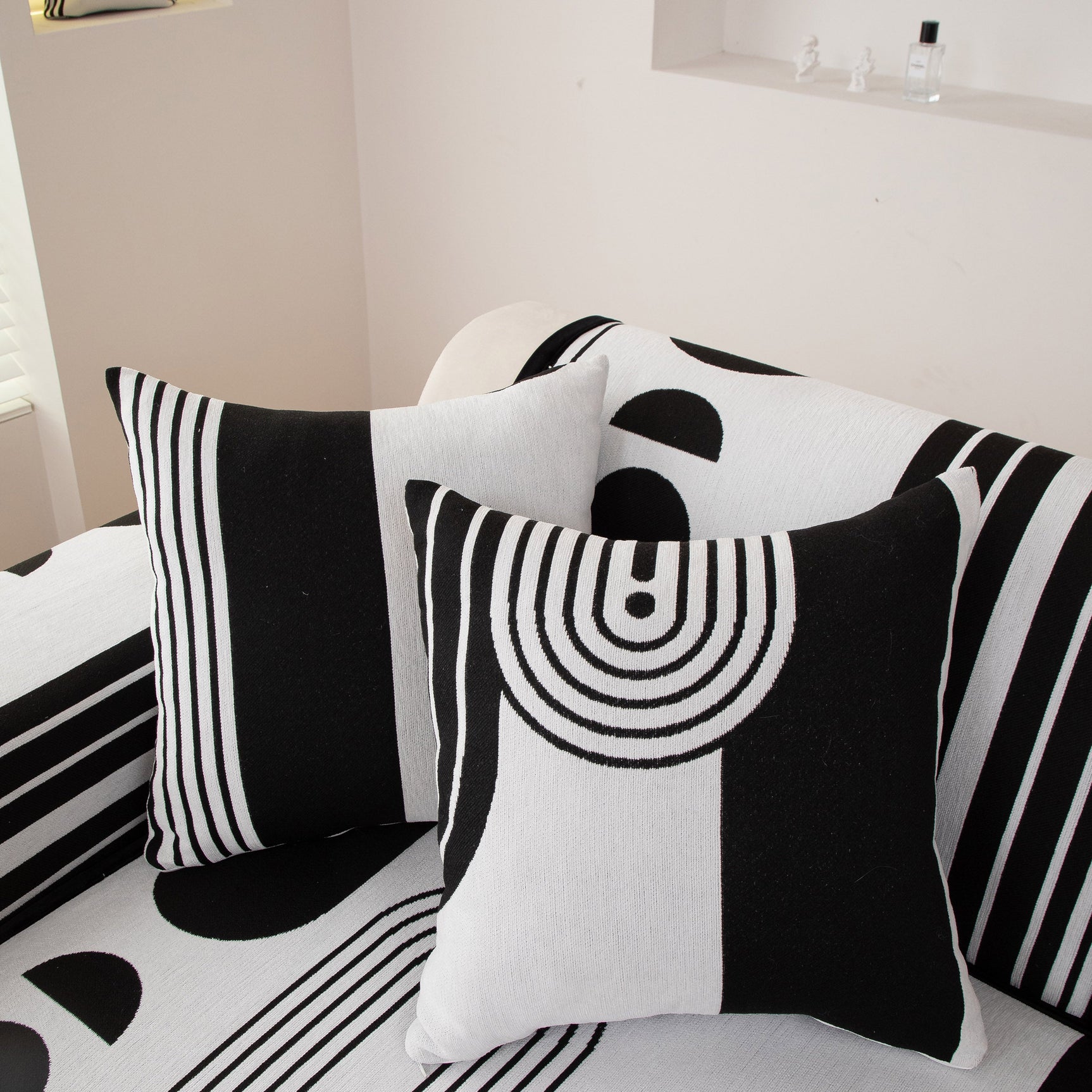 Modern Geometric Sofa Cover - Thick Woven, Pet Friendly, Stylish Couch Protector - Ornate Home