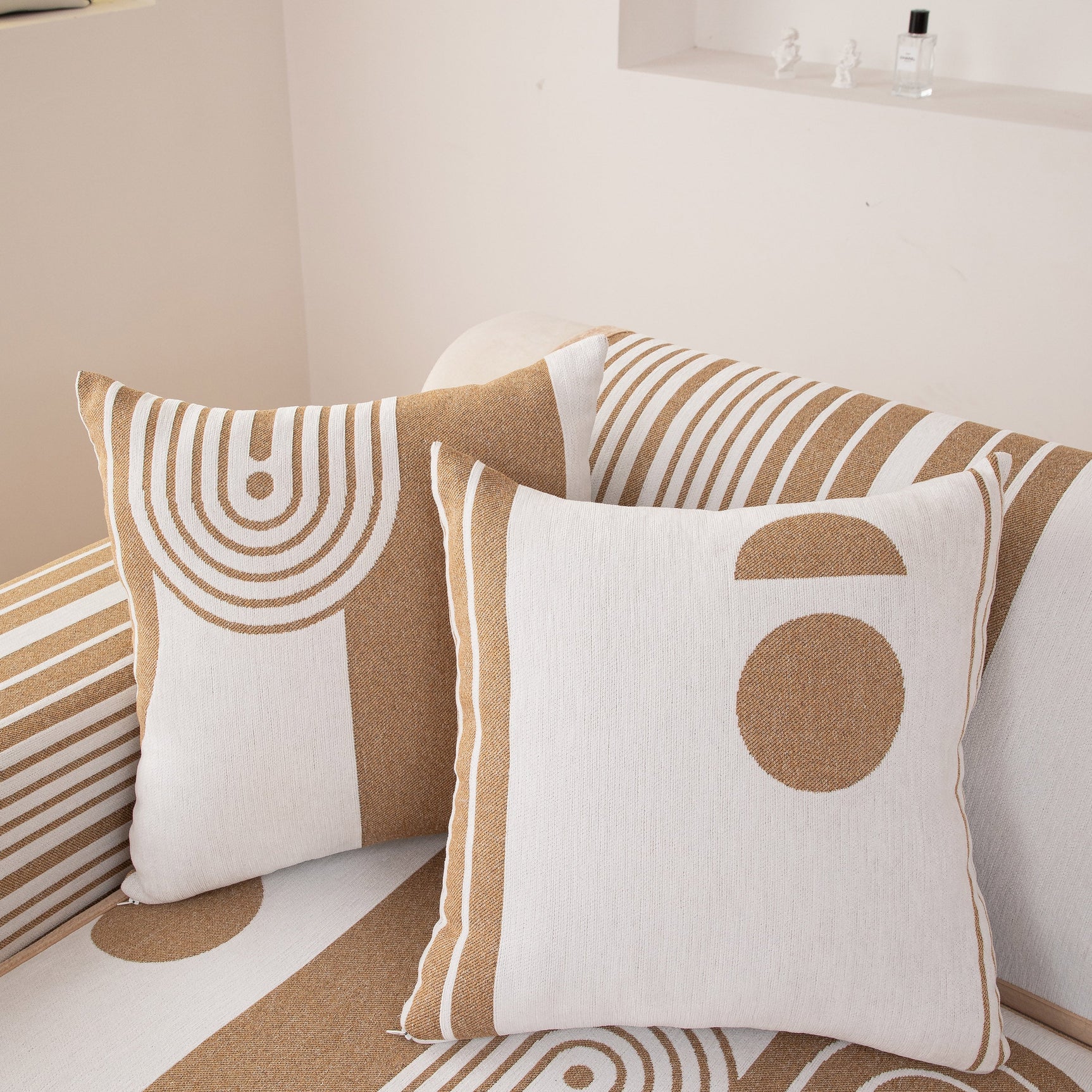 Modern Geometric Sofa Cover - Thick Woven, Pet Friendly, Stylish Couch Protector - Ornate Home