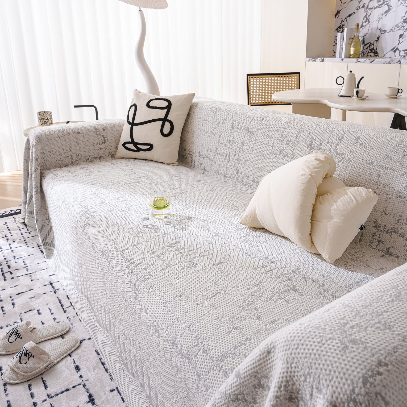 Modern Light Luxury Silky Smooth Couch Throw Protector, Washable Furniture Protector - Ornate Home