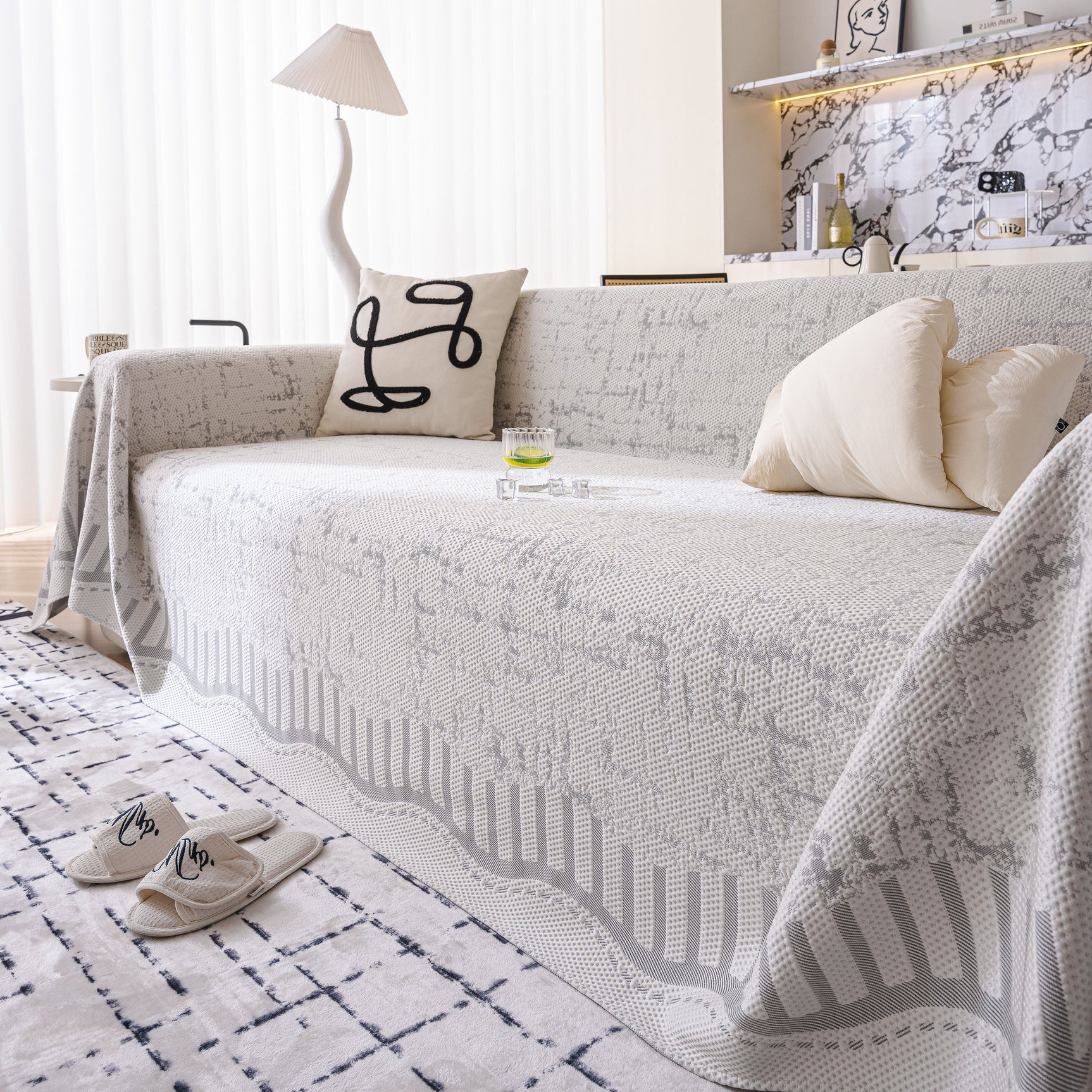 Modern Light Luxury Silky Smooth Couch Throw Protector, Washable Furniture Protector - Ornate Home