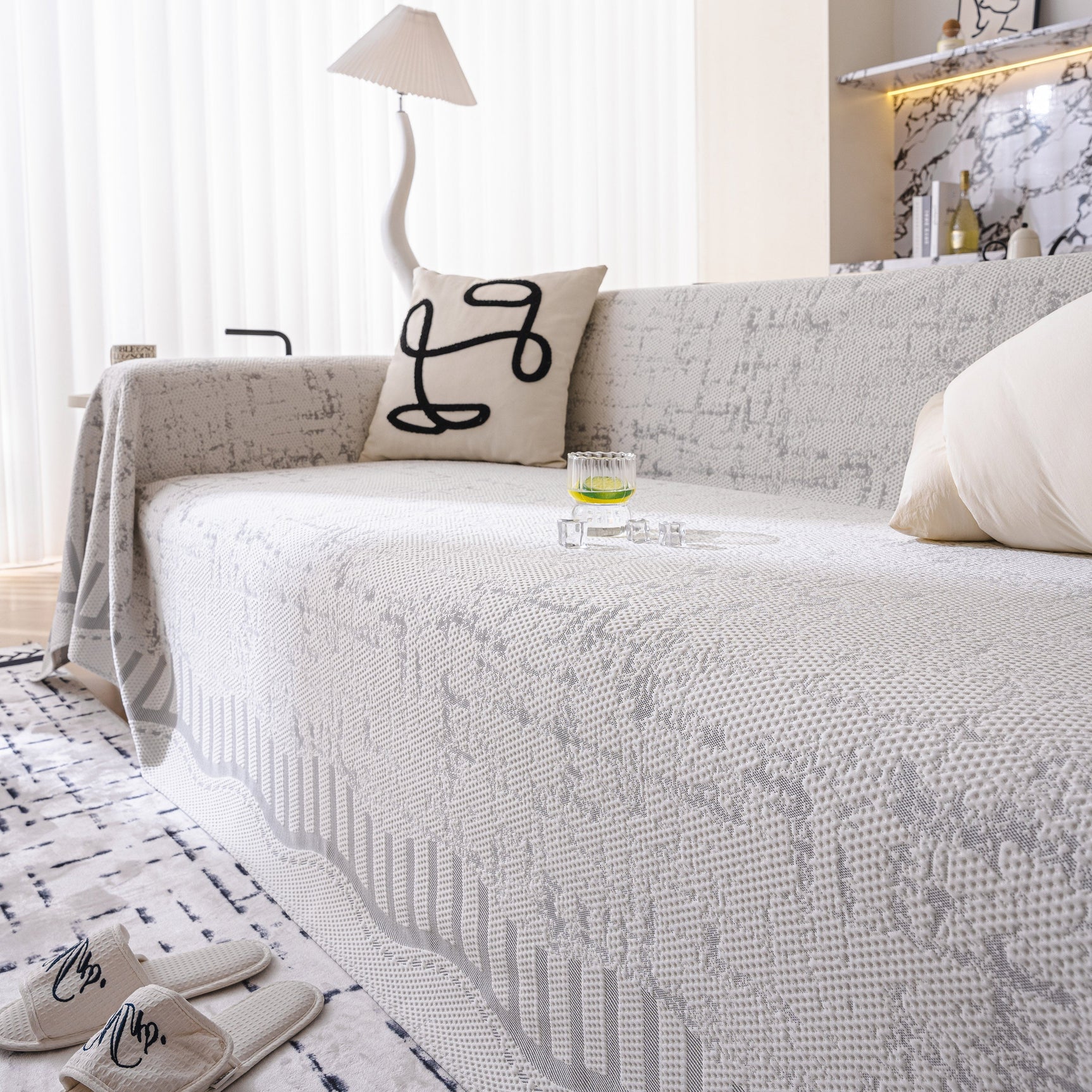 Modern Light Luxury Silky Smooth Couch Throw Protector, Washable Furniture Protector - Ornate Home