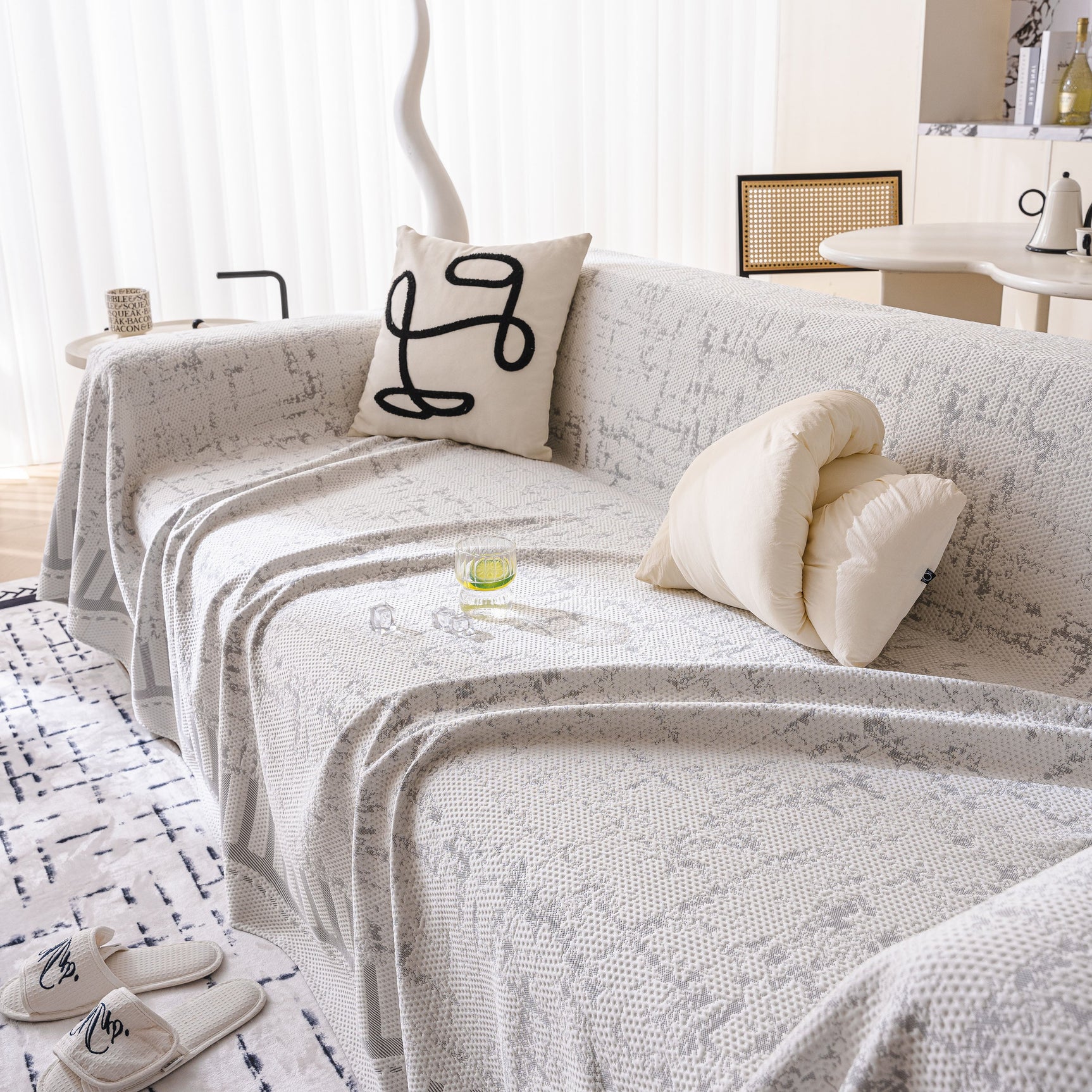Modern Light Luxury Silky Smooth Couch Throw Protector, Washable Furniture Protector - Ornate Home