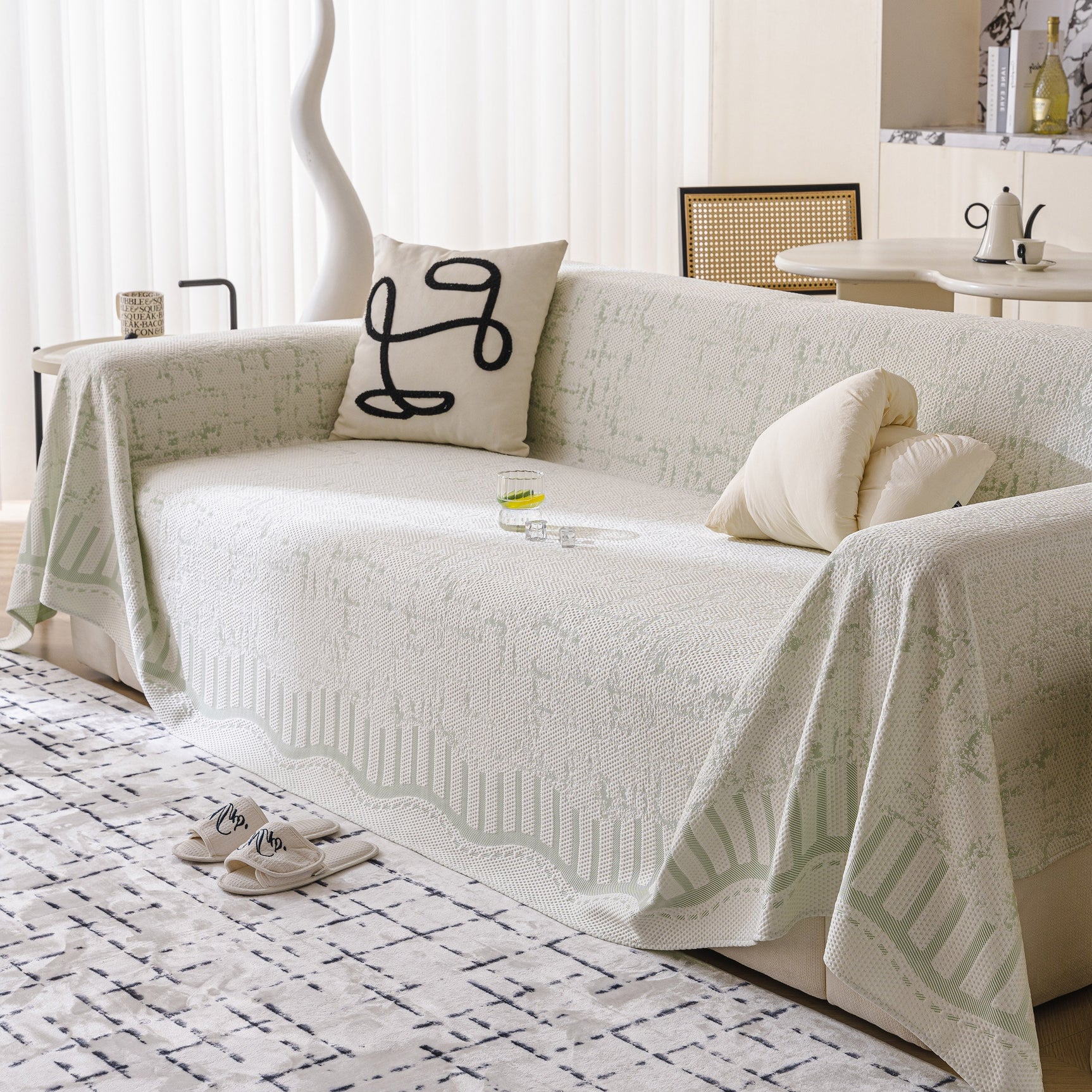 Modern Light Luxury Silky Smooth Couch Throw Protector, Washable Furniture Protector - Ornate Home