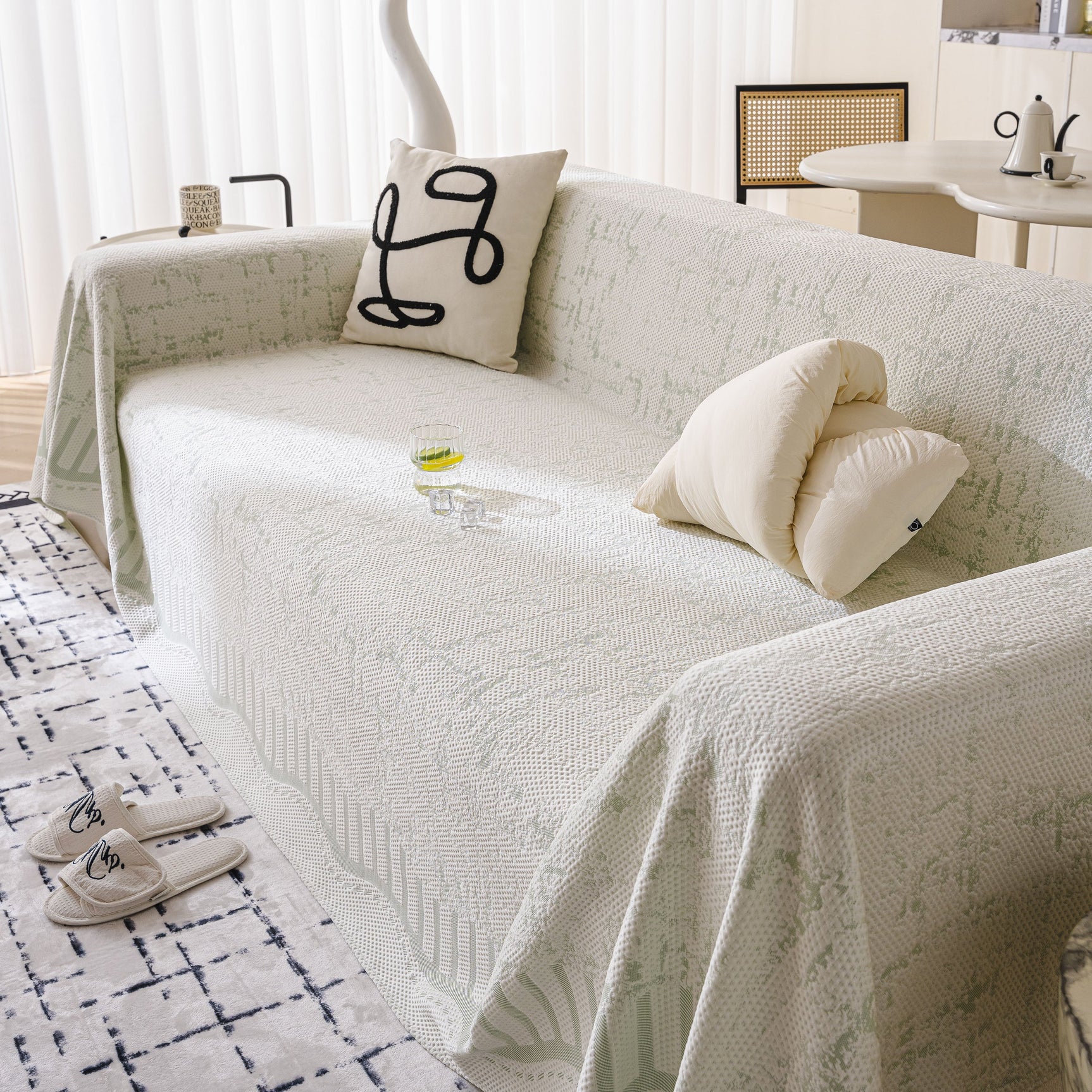 Modern Light Luxury Silky Smooth Couch Throw Protector, Washable Furniture Protector - Ornate Home
