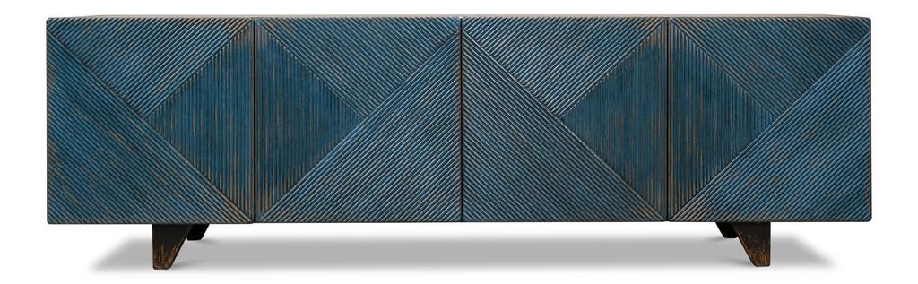 Modern Media Blue Low Wall Console For Tv - Ornate Home