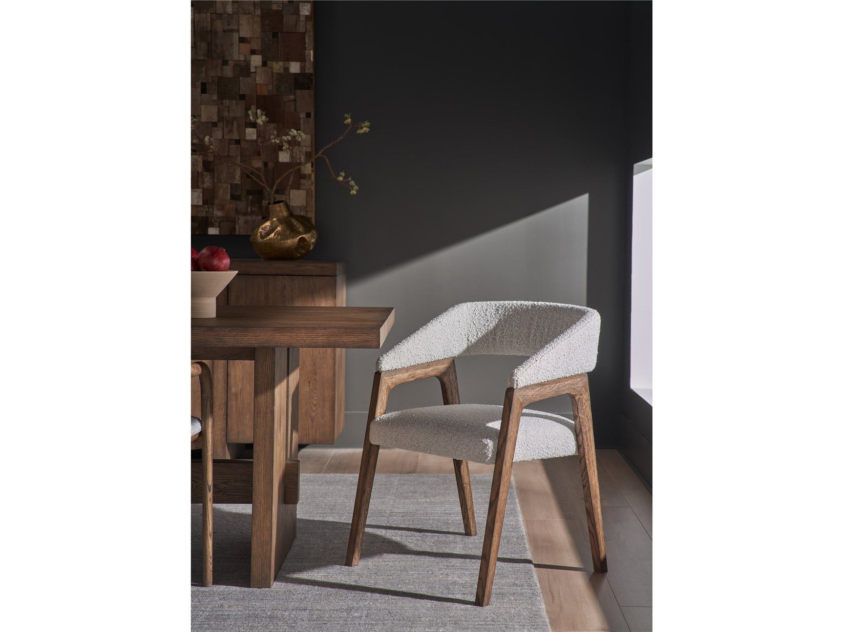 Modern Medium Brown Oak/Oris Snow Barrel Back Dining Chair - Ornate Home