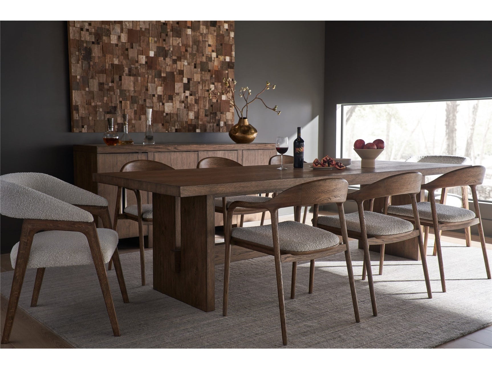 Modern Medium Brown Oak/Oris Snow Barrel Back Dining Chair - Ornate Home