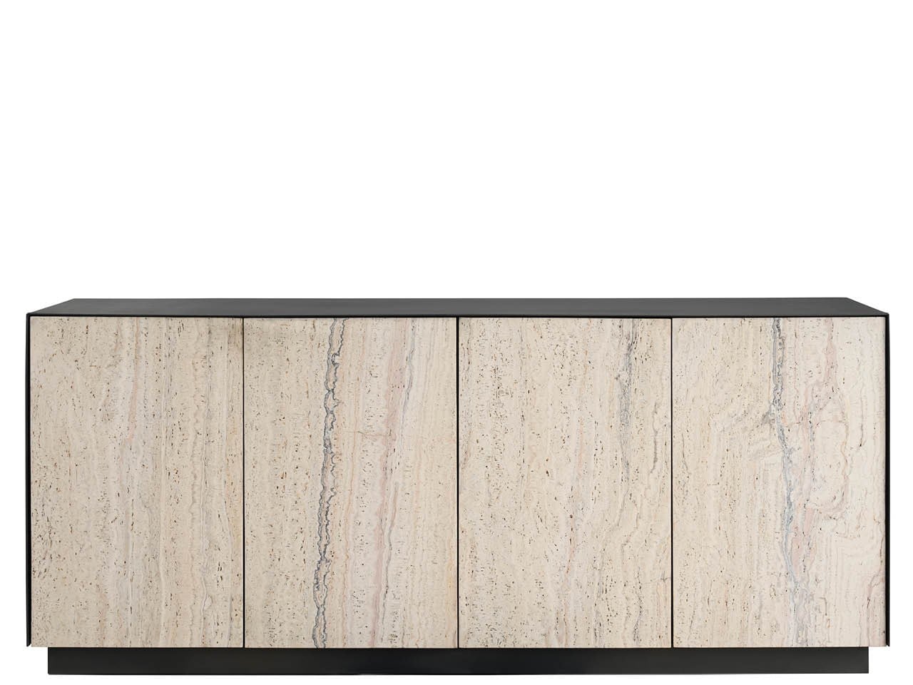 Modern Metal/White Travertine Stone Credenza - Ornate Home