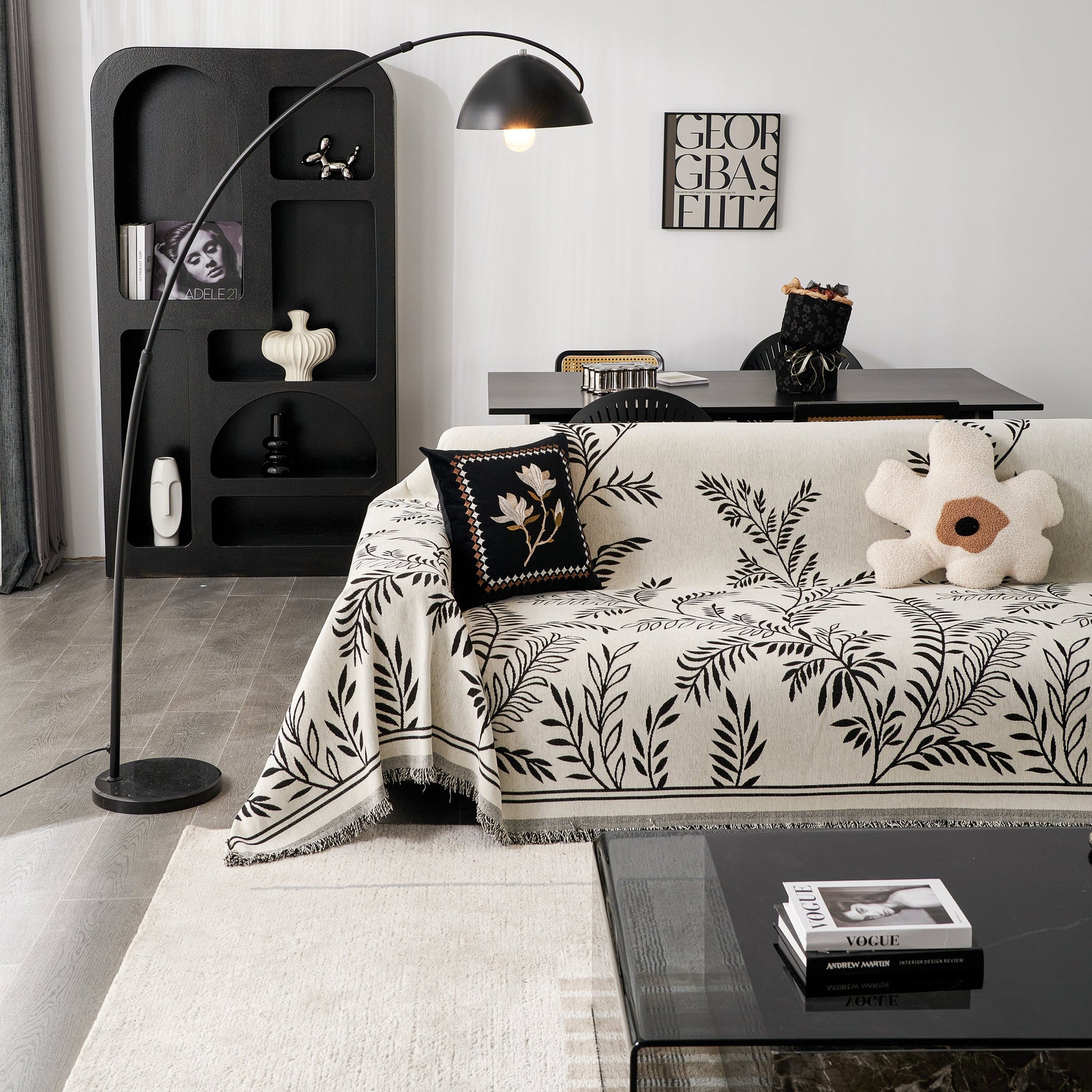 Modern Minimalist Chenille Willow Leaf Pattern Couch Cover Blanket, Luxurious Blankets for The Sofa - Ornate Home