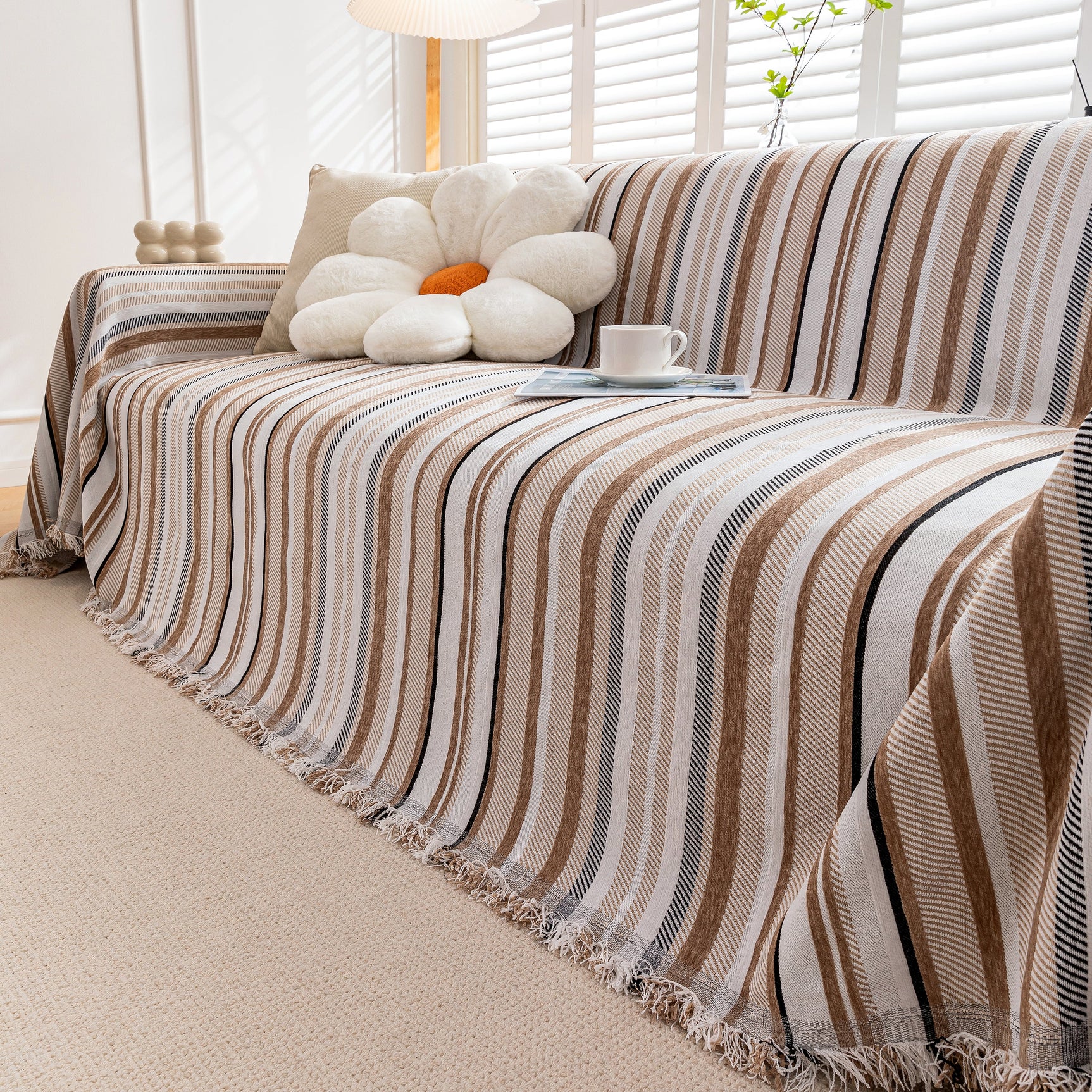 Modern Minimalist Sofa Throw Cover Cotton Knit Throws for Couch Scratch Proof Couch Cover - Ornate Home