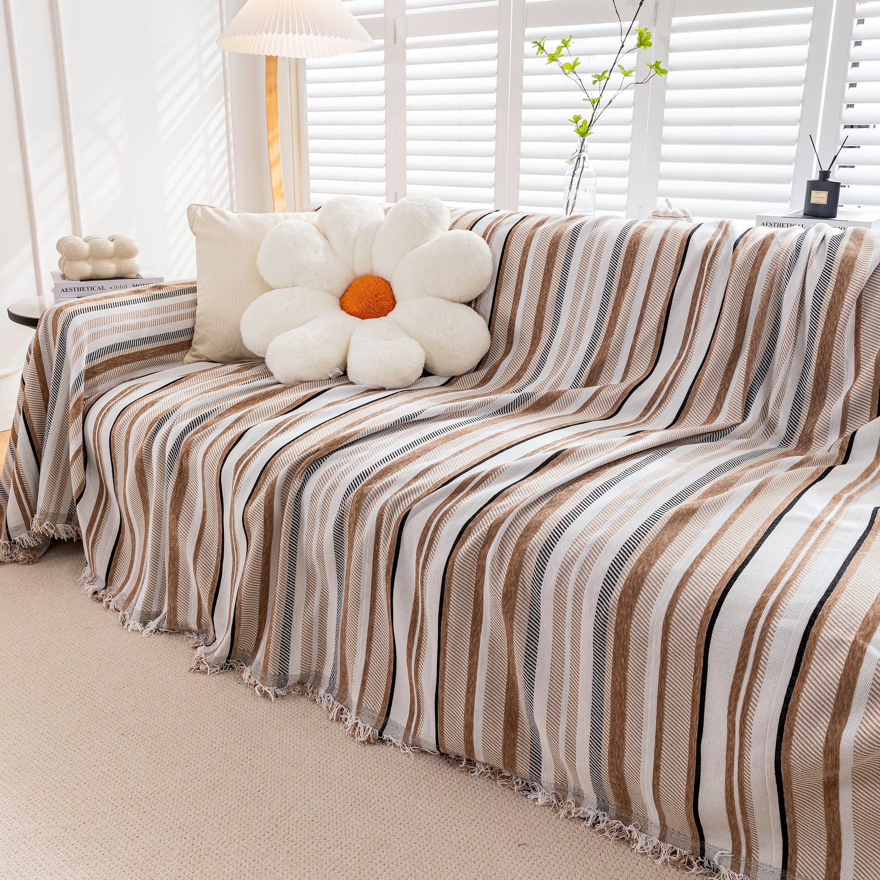 Modern Minimalist Sofa Throw Cover Cotton Knit Throws for Couch Scratch Proof Couch Cover - Ornate Home