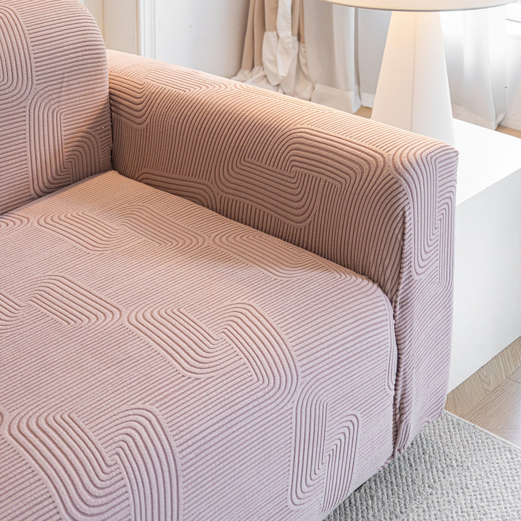 Modern Slipcovers Geometric Textured Stretchable Sofa Cover for Couch with Chaise - Ornate Home