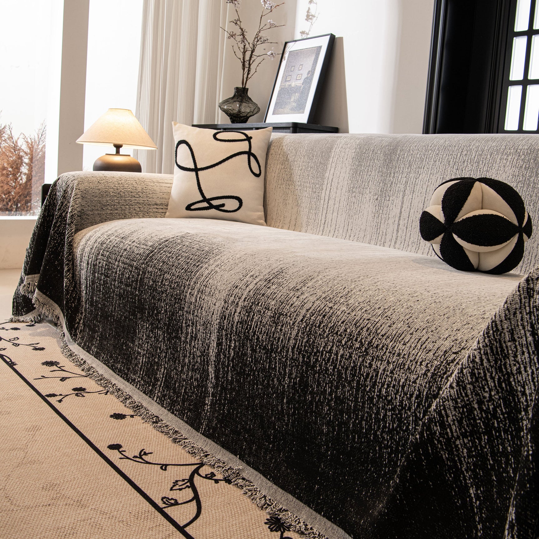 Modern Textured Sofa Cover Blanket, Tightly Woven Pet Sofa Throw for Sectional Couches - Ornate Home