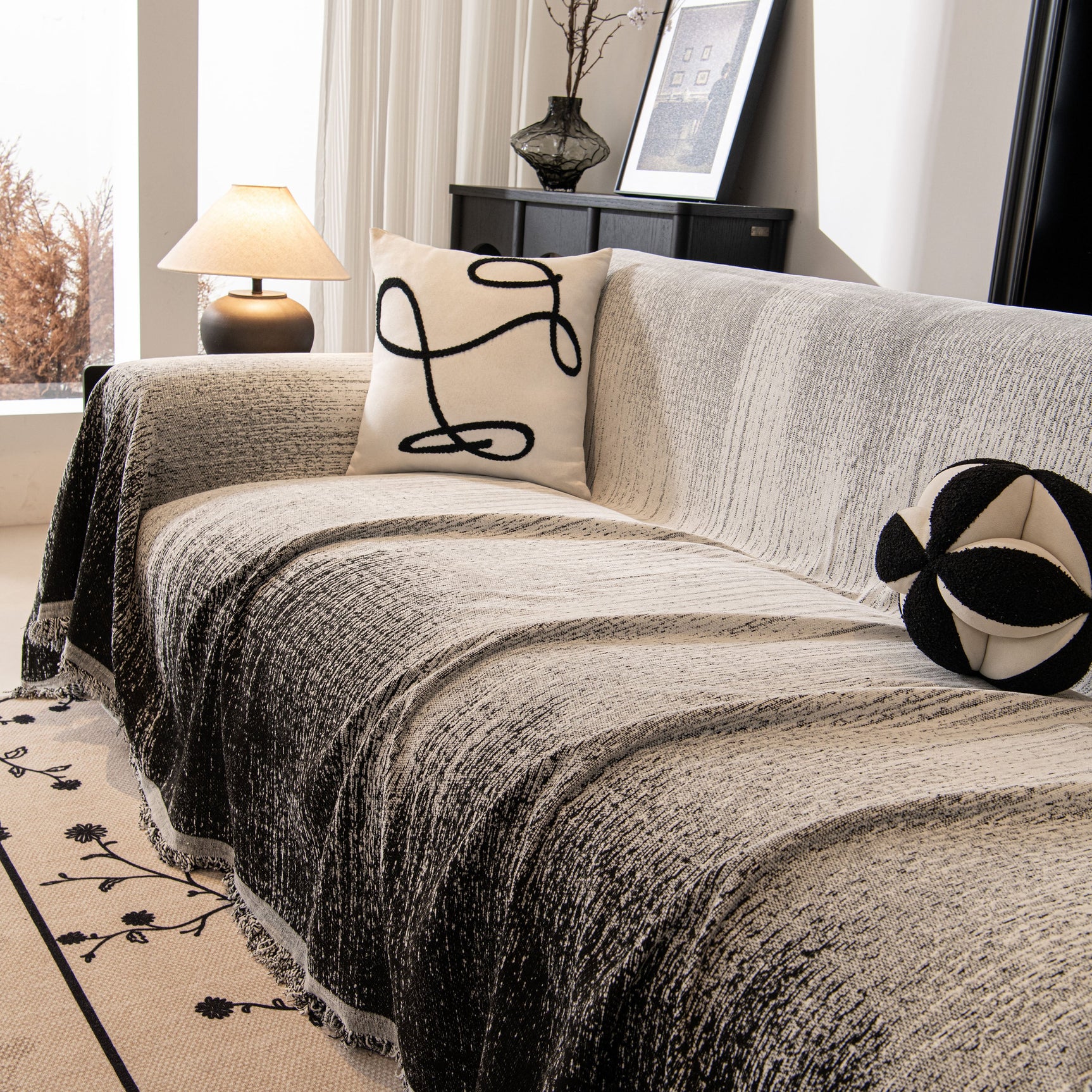 Modern Textured Sofa Cover Blanket, Tightly Woven Pet Sofa Throw for Sectional Couches - Ornate Home