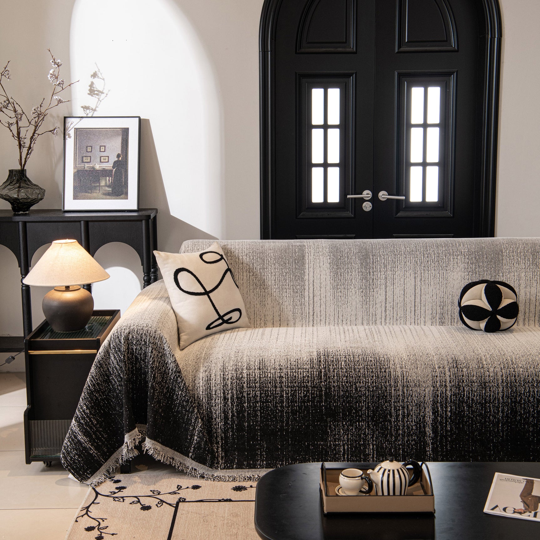 Modern Textured Sofa Cover Blanket, Tightly Woven Pet Sofa Throw for Sectional Couches - Ornate Home
