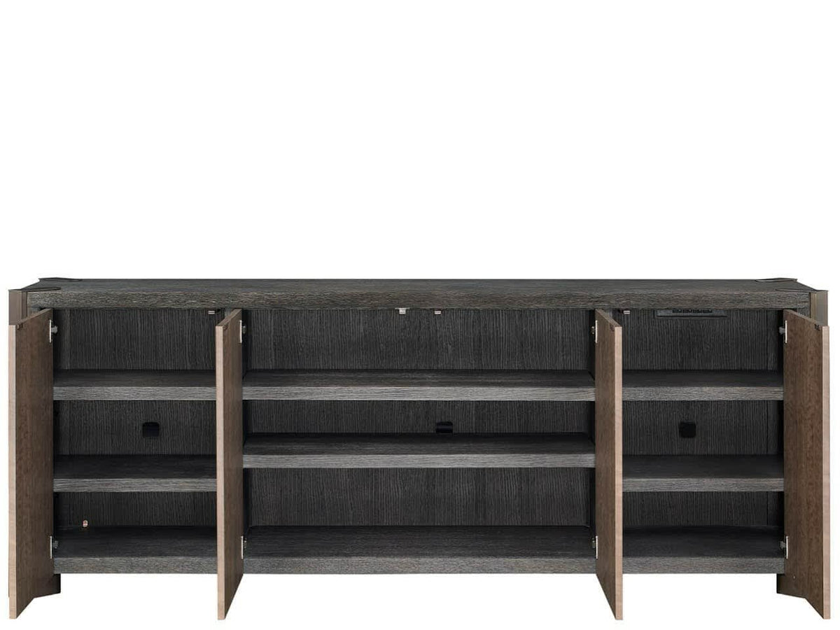 Modern Veil/Haze Four-Door Credenza With Power Bar And Wire Management - Ornate Home