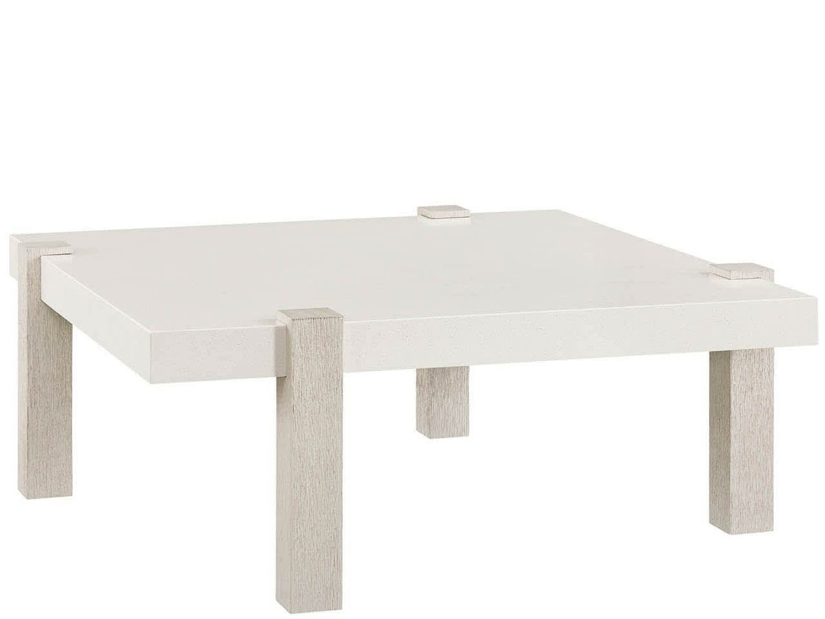 Modern White/Mist 44" Wide Quartz Top Light Oak Base Square Cocktail Table - Ornate Home