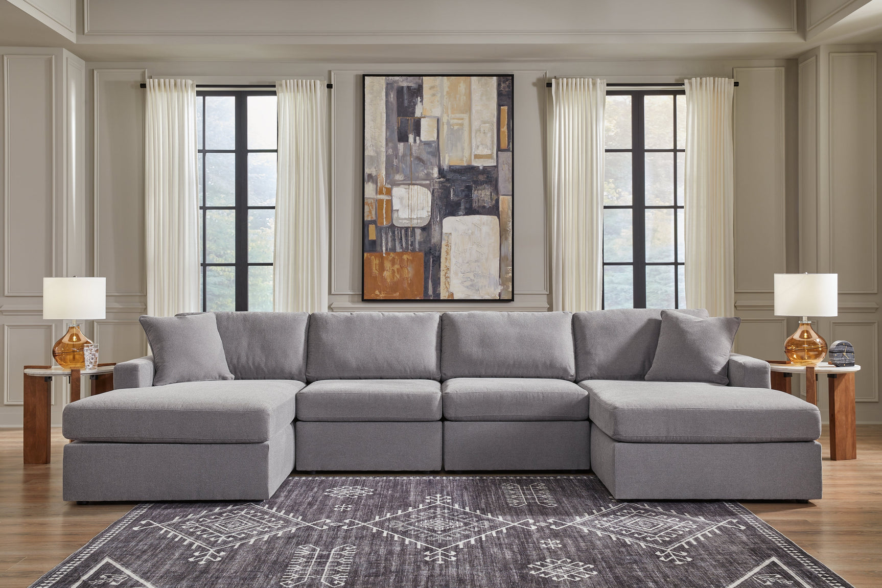 Modmax Granite 4-Piece U Shape Sectional with Double Chaise (Online Special Price) - Ornate Home