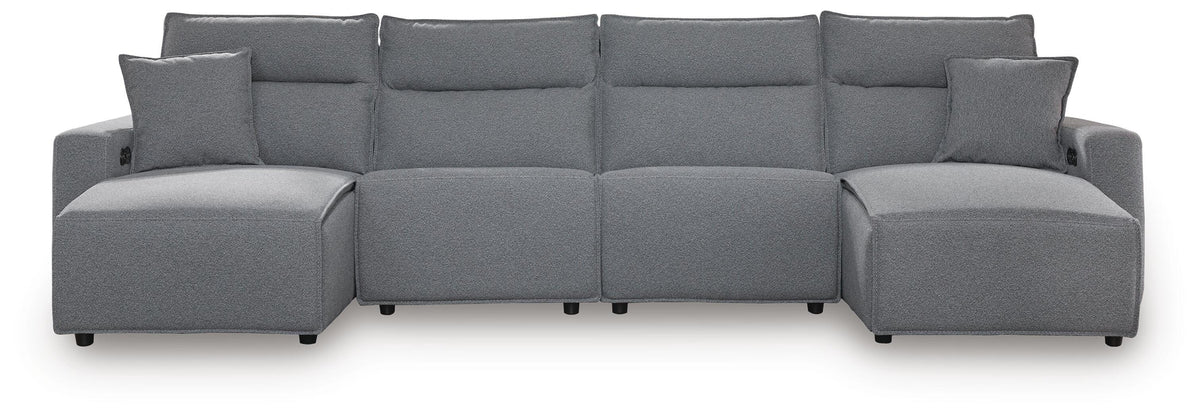 Modmax II Salt and Pepper 4-Piece Reclining Sectional with Double Chaise - Ornate Home