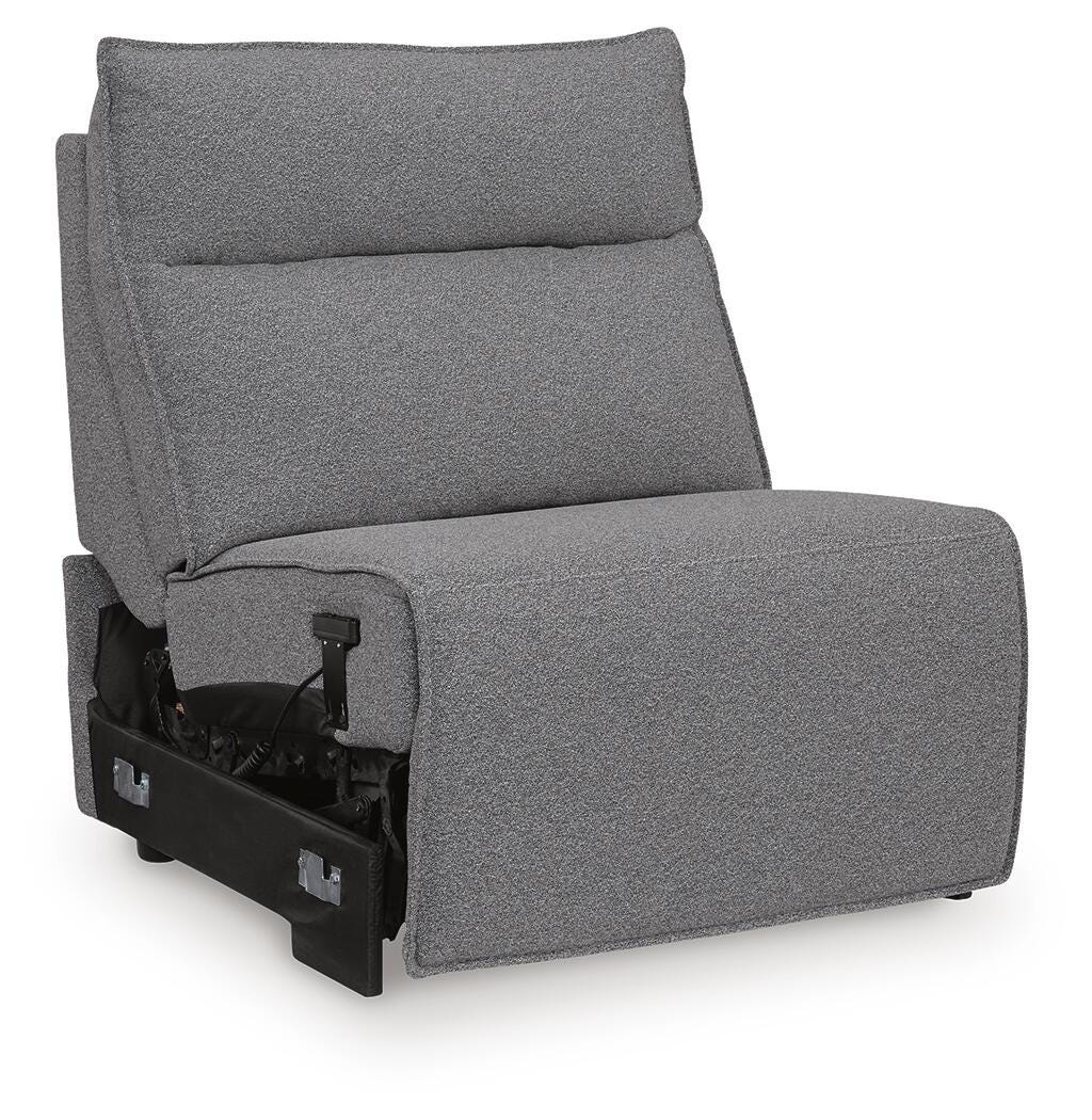 Modmax II Salt and Pepper 7-Piece Power Reclining Sectional with Audio Consoles - Ornate Home
